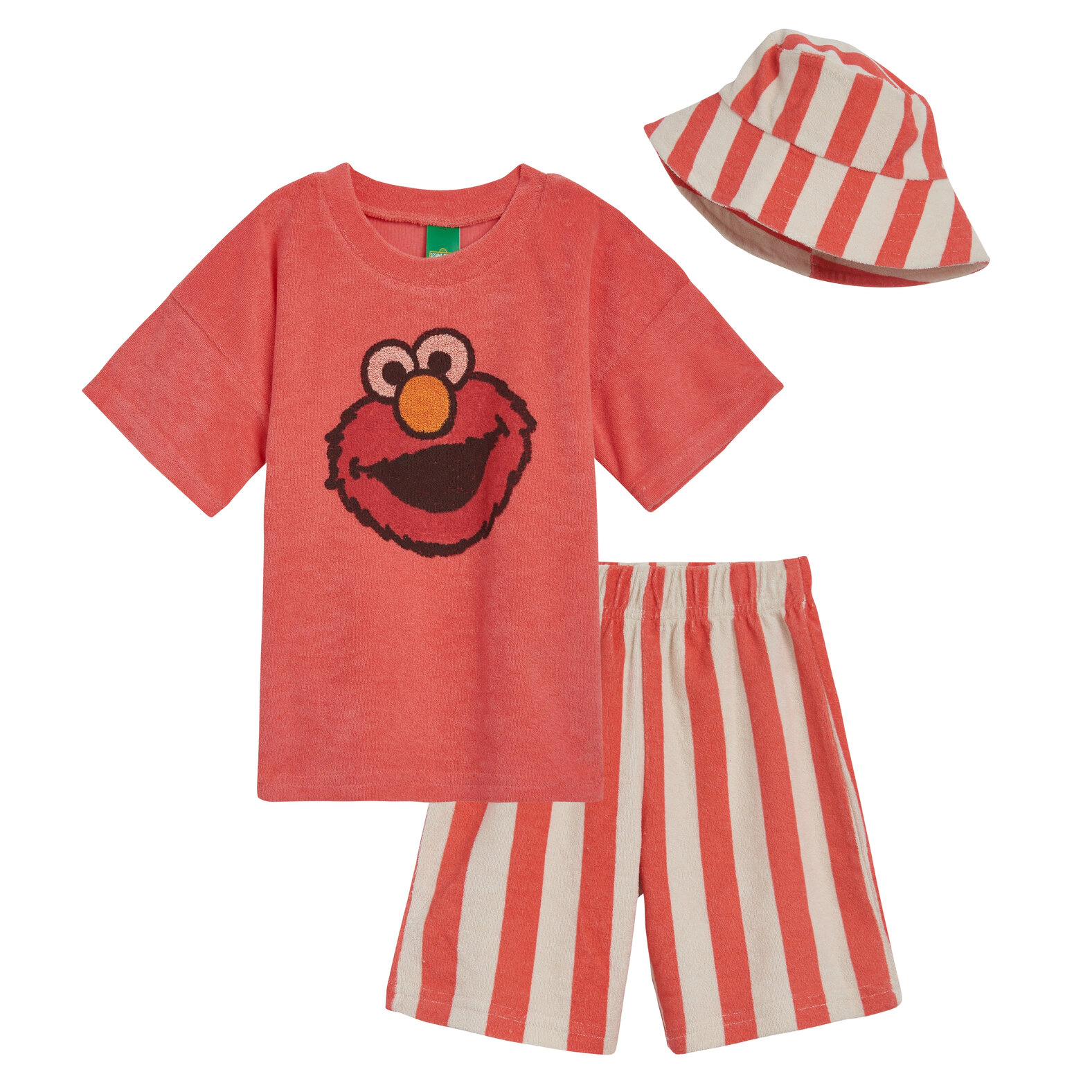 Sesame Street Elmo Boys' T-Shirt and Shorts Set with Bucket Hat