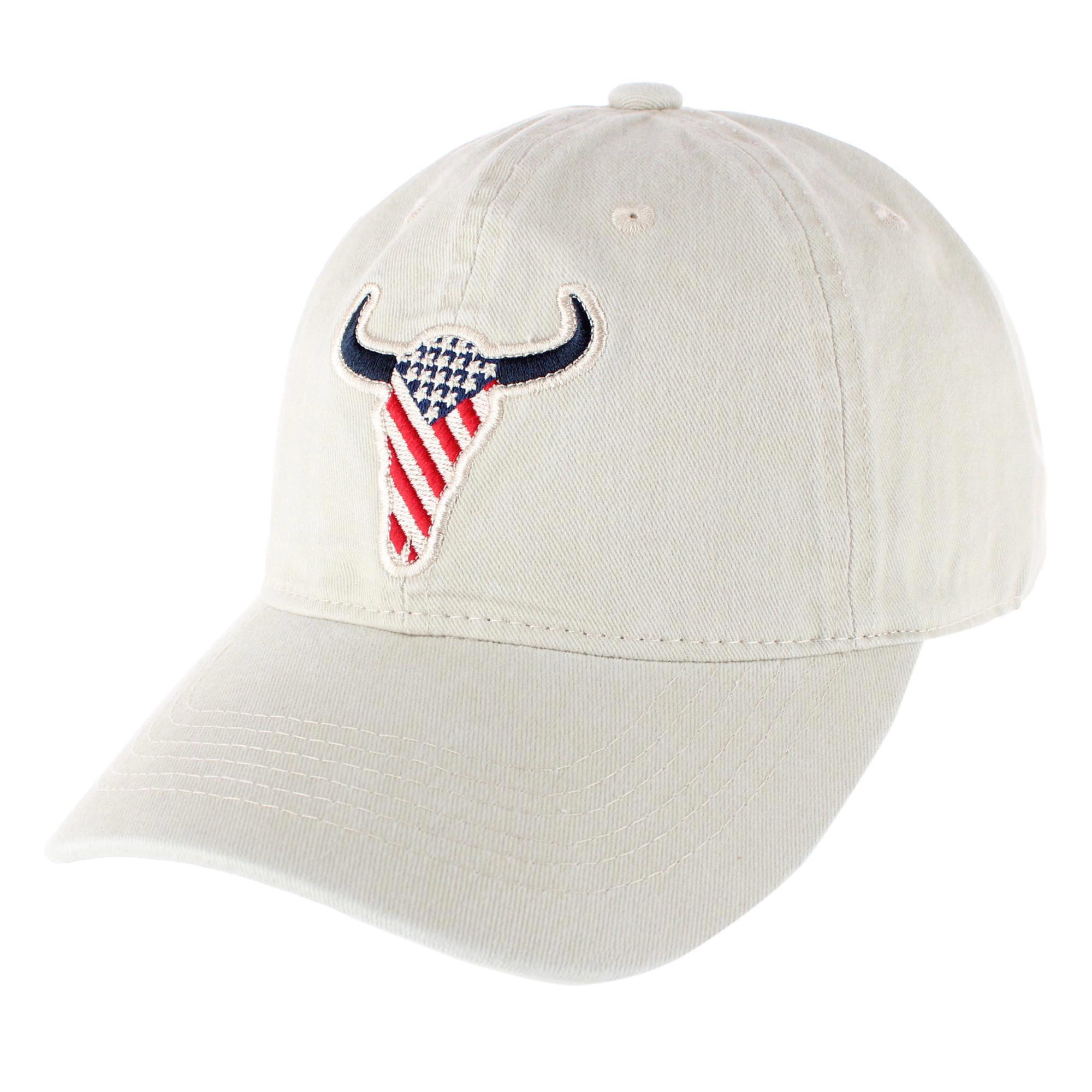 CTM Men's American Bison Patriotic Flag Baseball Cap