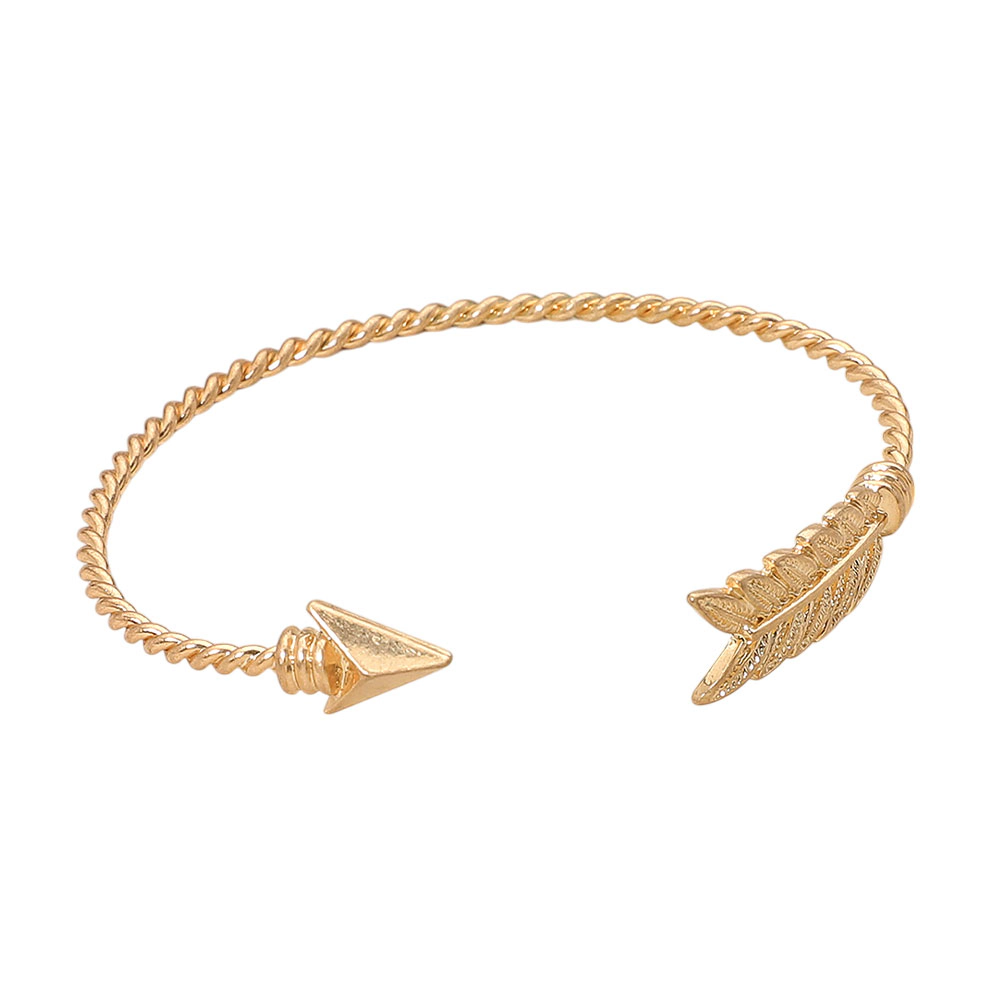 FASHNZFAB Feathered Arrow Twisted Wire Cuff Bracelet