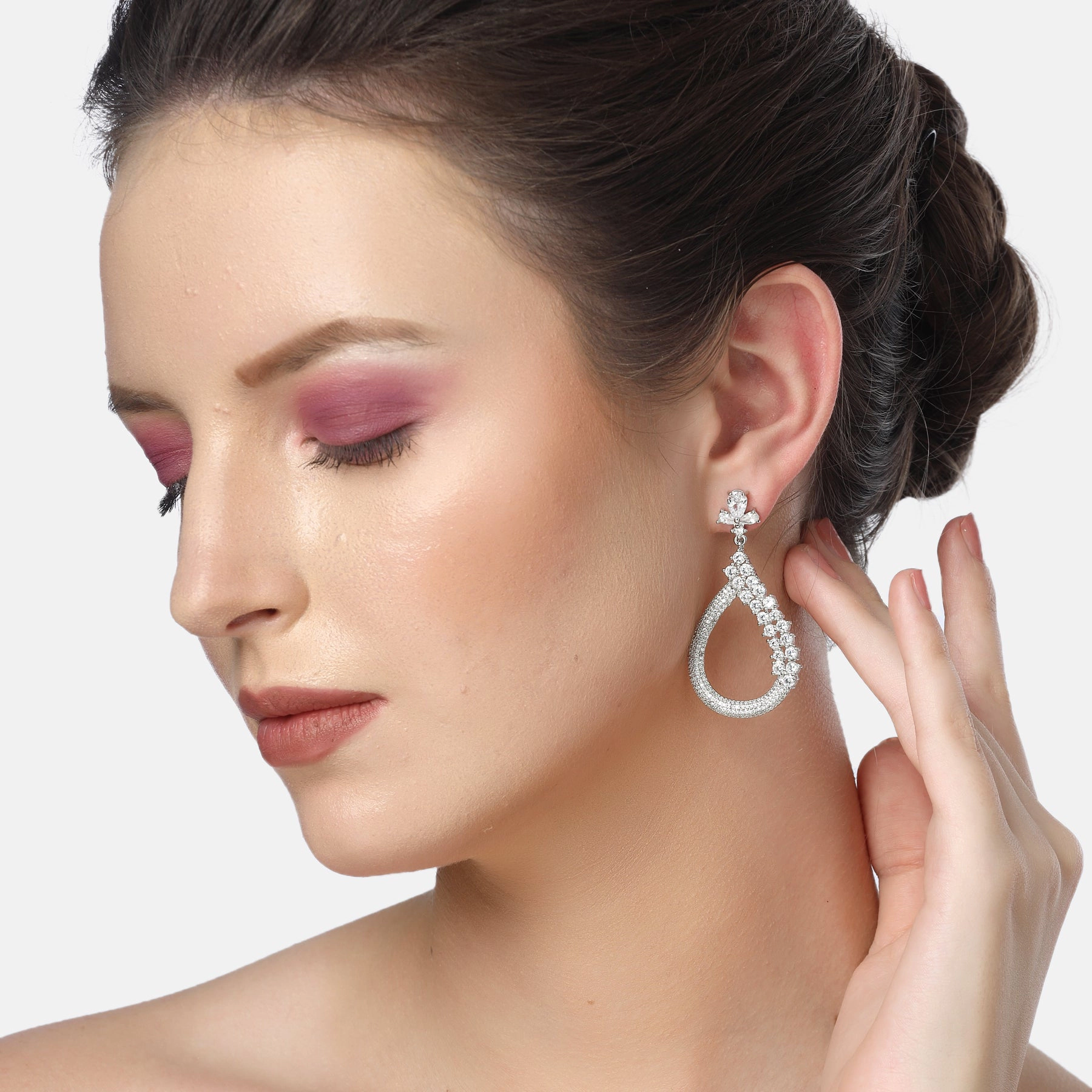 AGP PARIS Womens Diva Sparkling Almond Shaped Drop Earrings