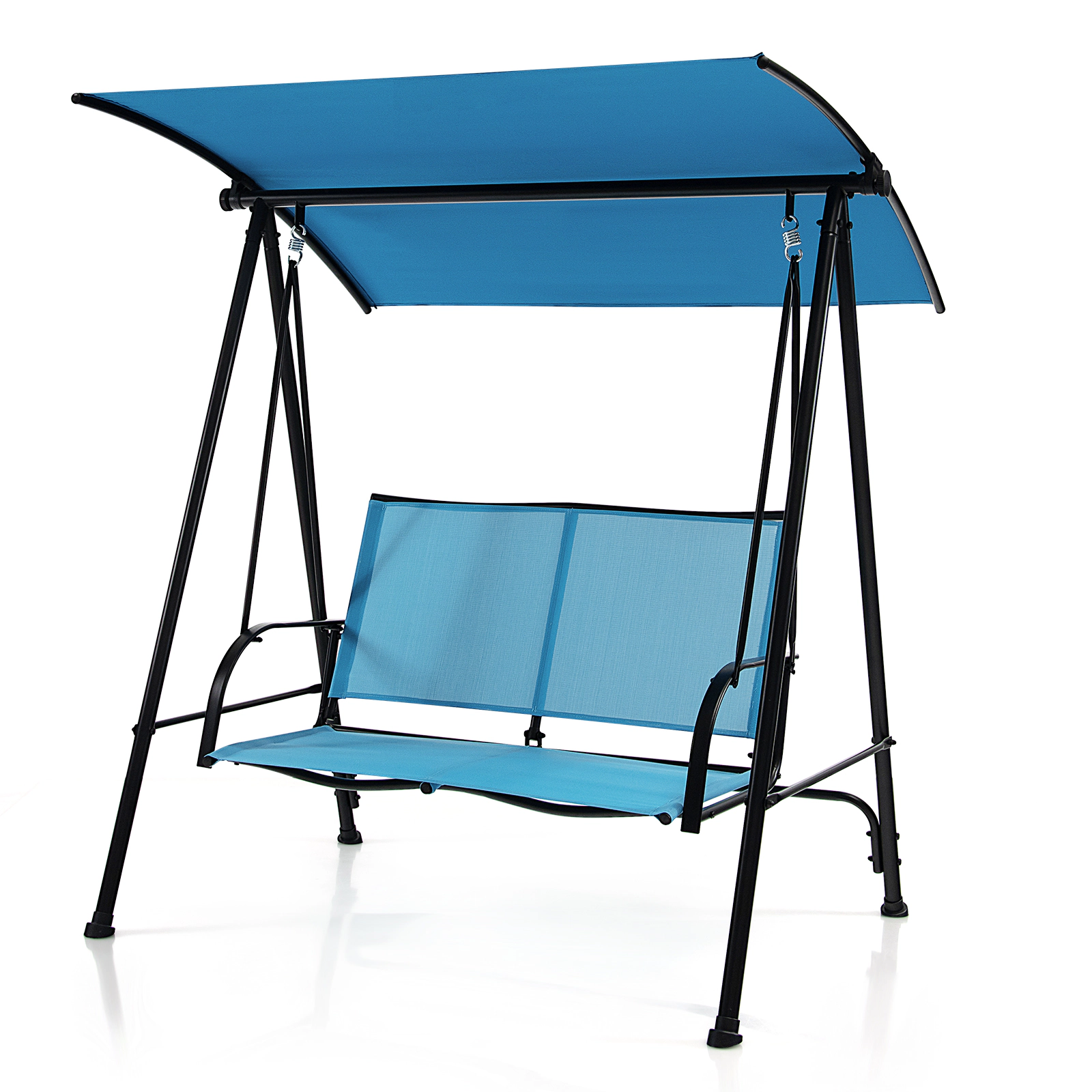 SUGIFT 2-Seat Navy Blue Outdoor Porch Swing with Canopy, 600-lb Capacity