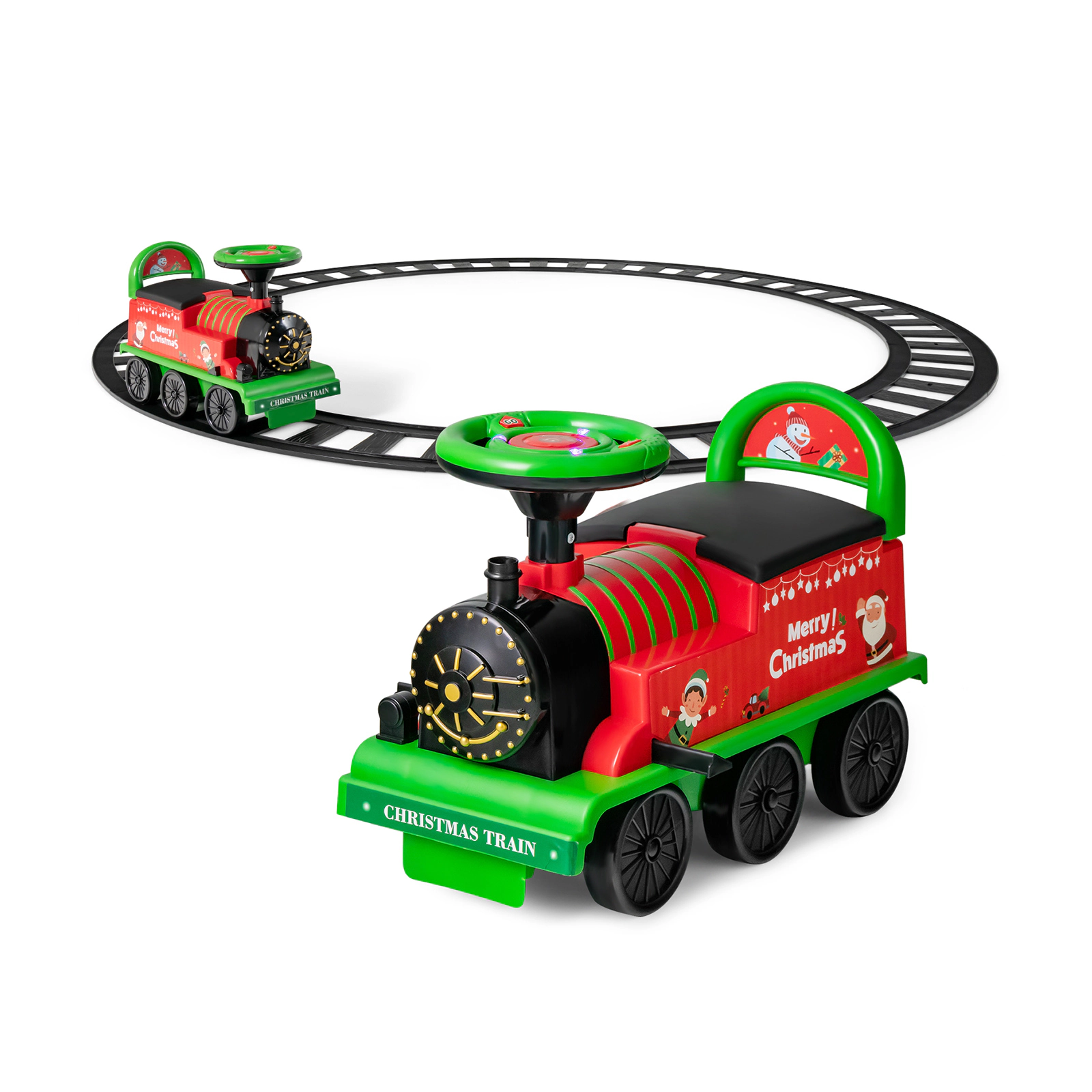 LJG 6V Electric Kids Ride on Car Toy Train with 16 Pieces Tracks