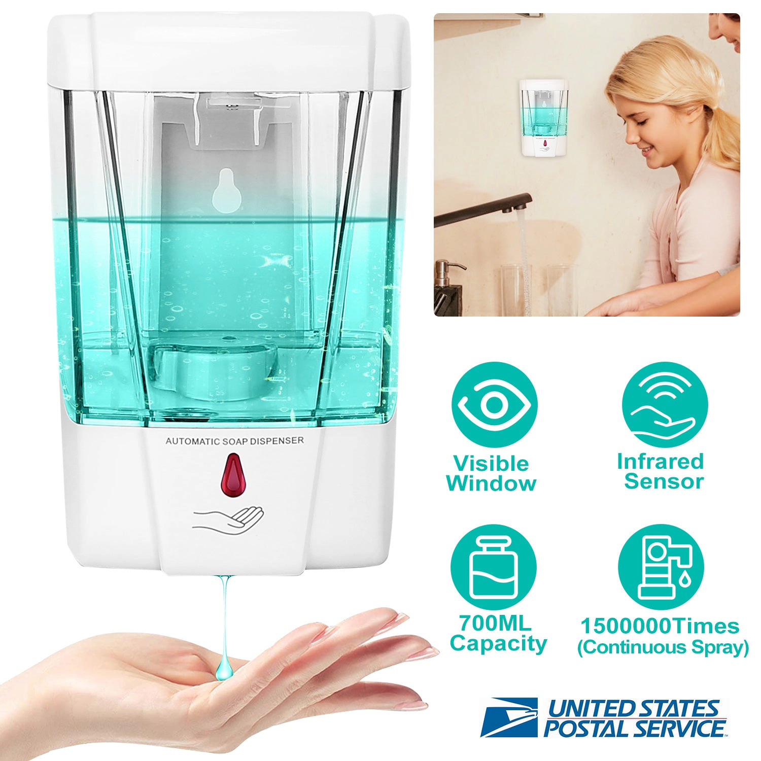 IMounTEK Unisex Touchless Wall-Mounted Soap Dispenser