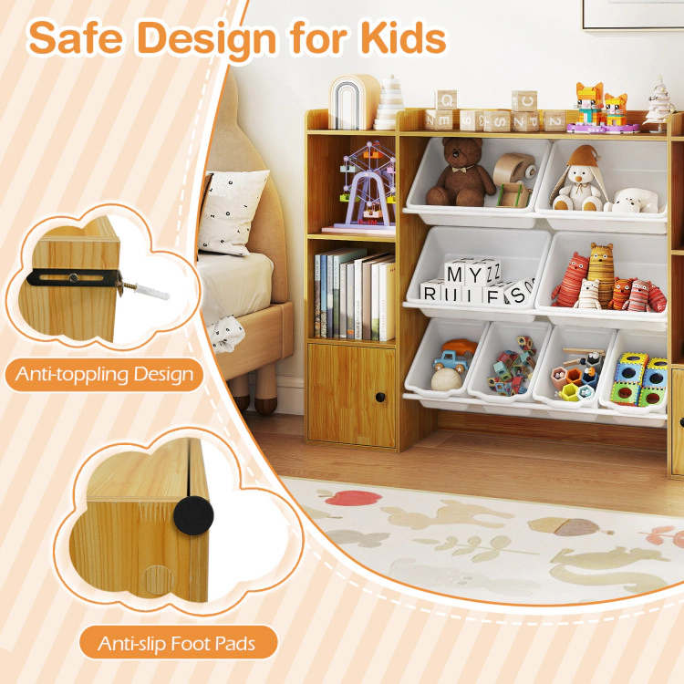 Hivvago Kids Toy Storage and Bookshelf with Boxes Open Shelves