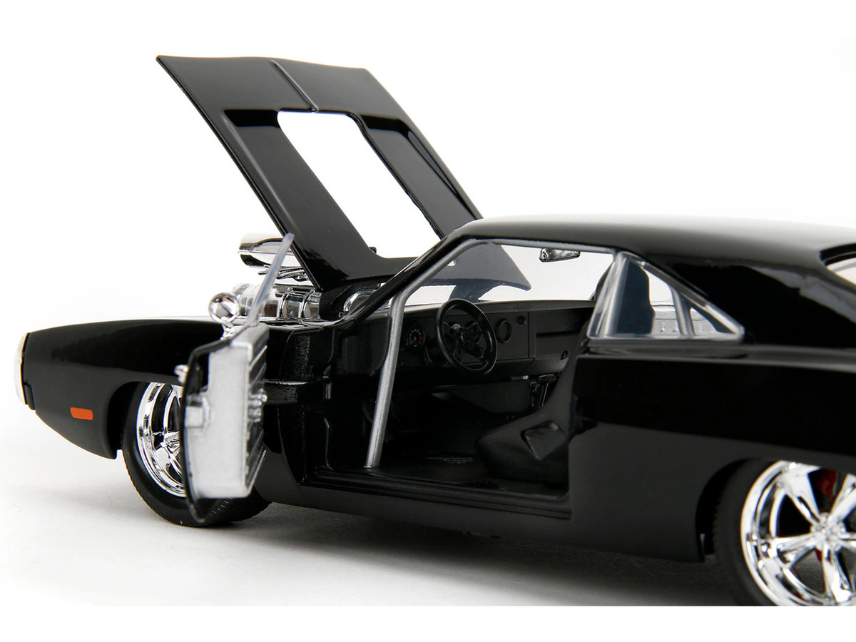 Jada 1970 Dodge Charger Black with Race Interior "The Fast and the Furious" (2001) Movie "25 Years of Fast &