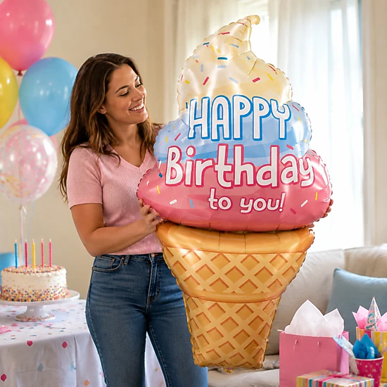 LoonBalloon 5 ft Birthday Ice Cream 