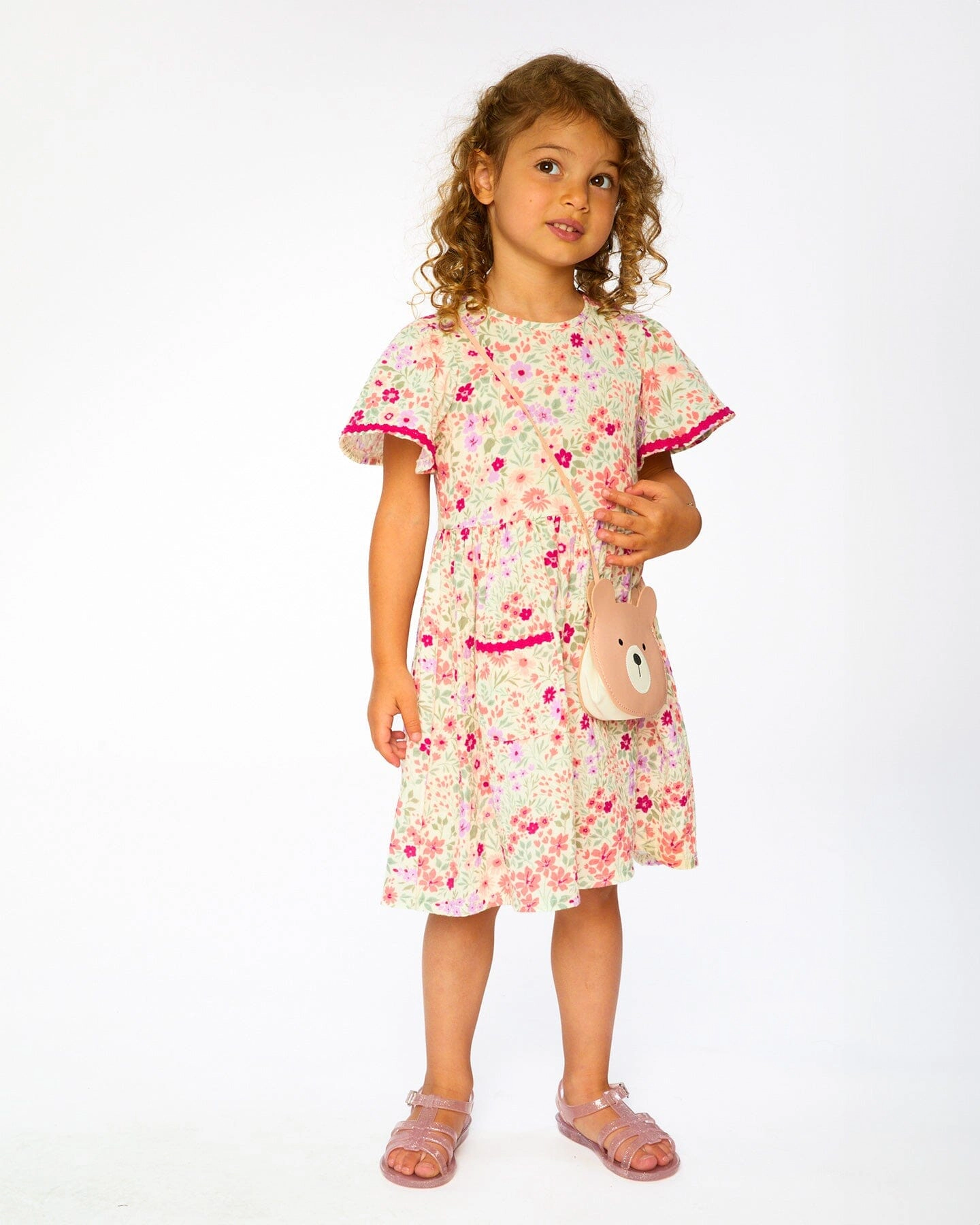 Deux par Deux Girls Muslin Dress Printed Flowers