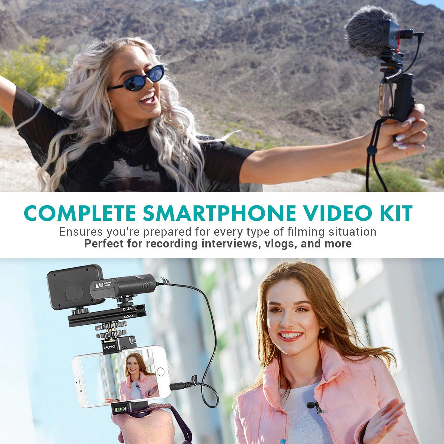 Movo V8 Huge Vlogging Kit for iPhone with Tripod, Grip, Microphones, LED Lights, and Wireless Remote Vlog - YouTube