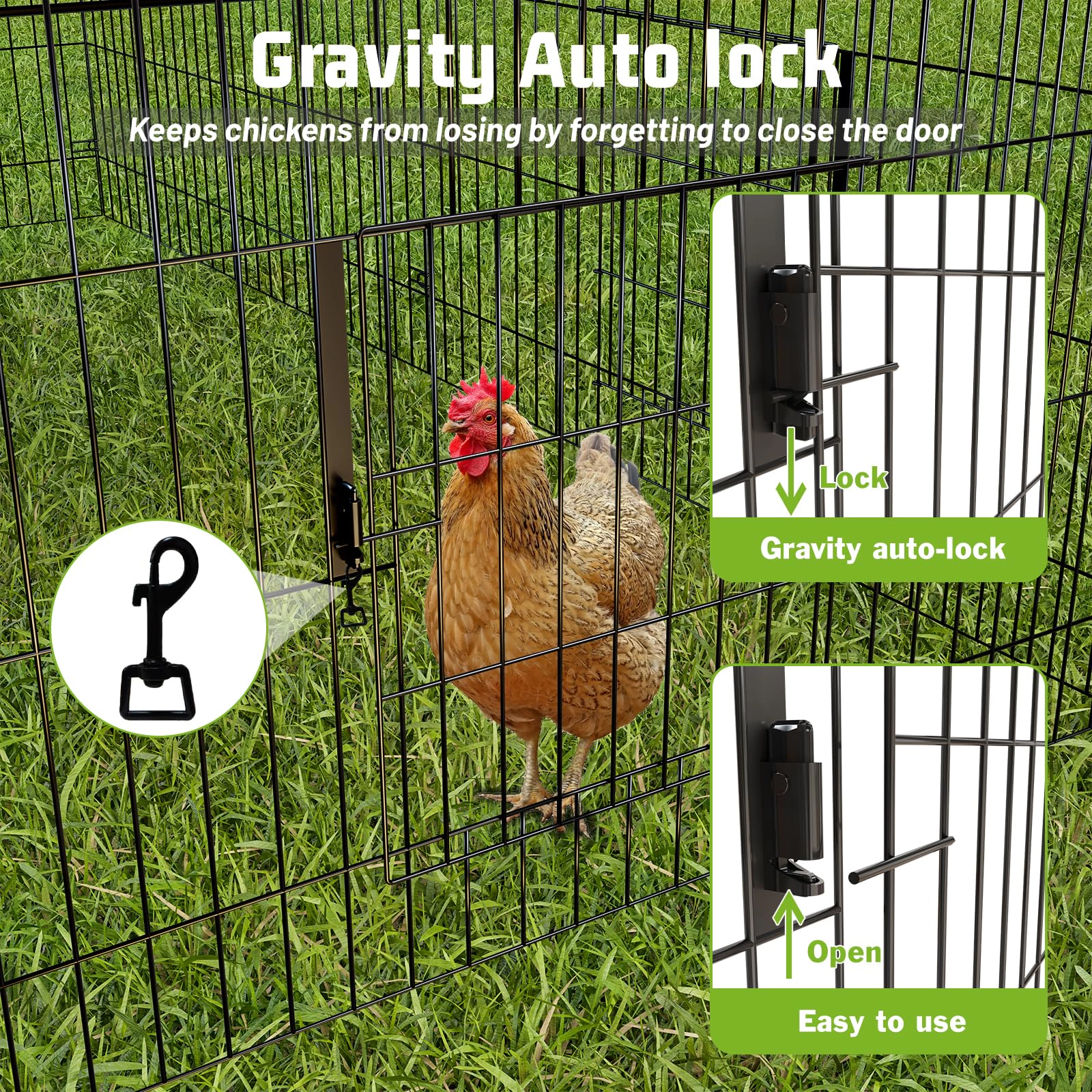 Walk-In Poultry Chicken Coop, Portable Metal Rabbit Habitat Cage with Waterproof Protective Cover