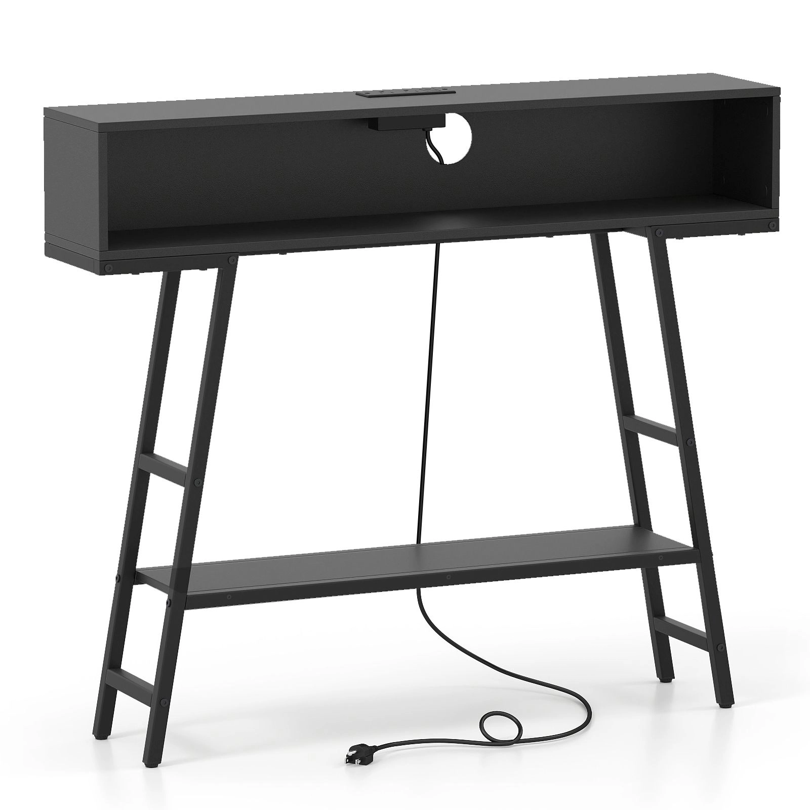 SlickBlue Console Table with Charging Station and RGB LED Lights