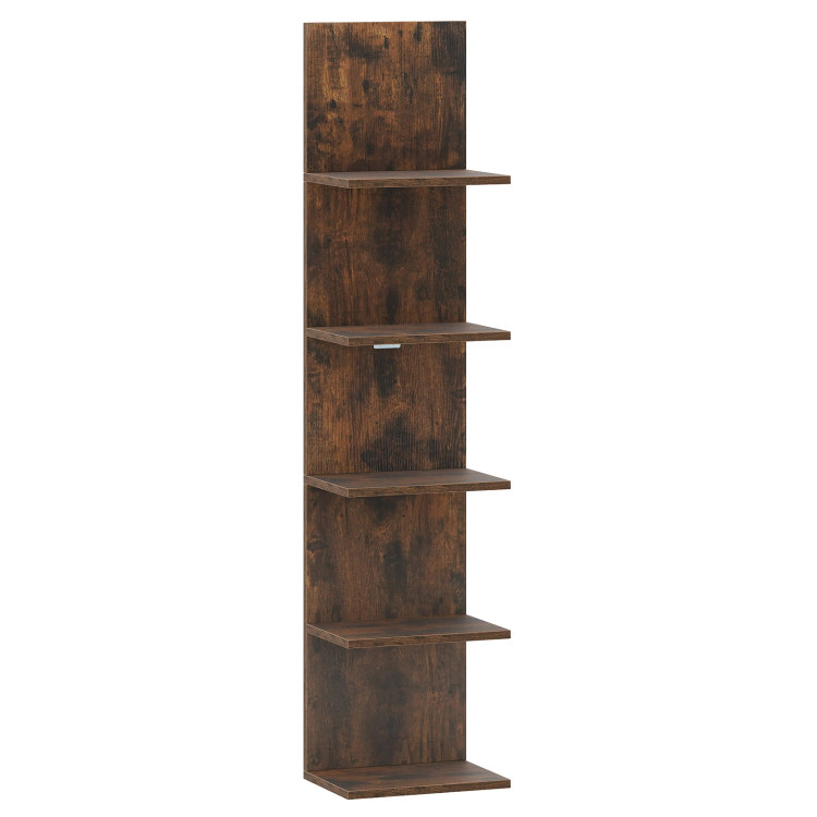 Hivvago 5-Tier Wall Mounted Shelf Unit with Wood Grain