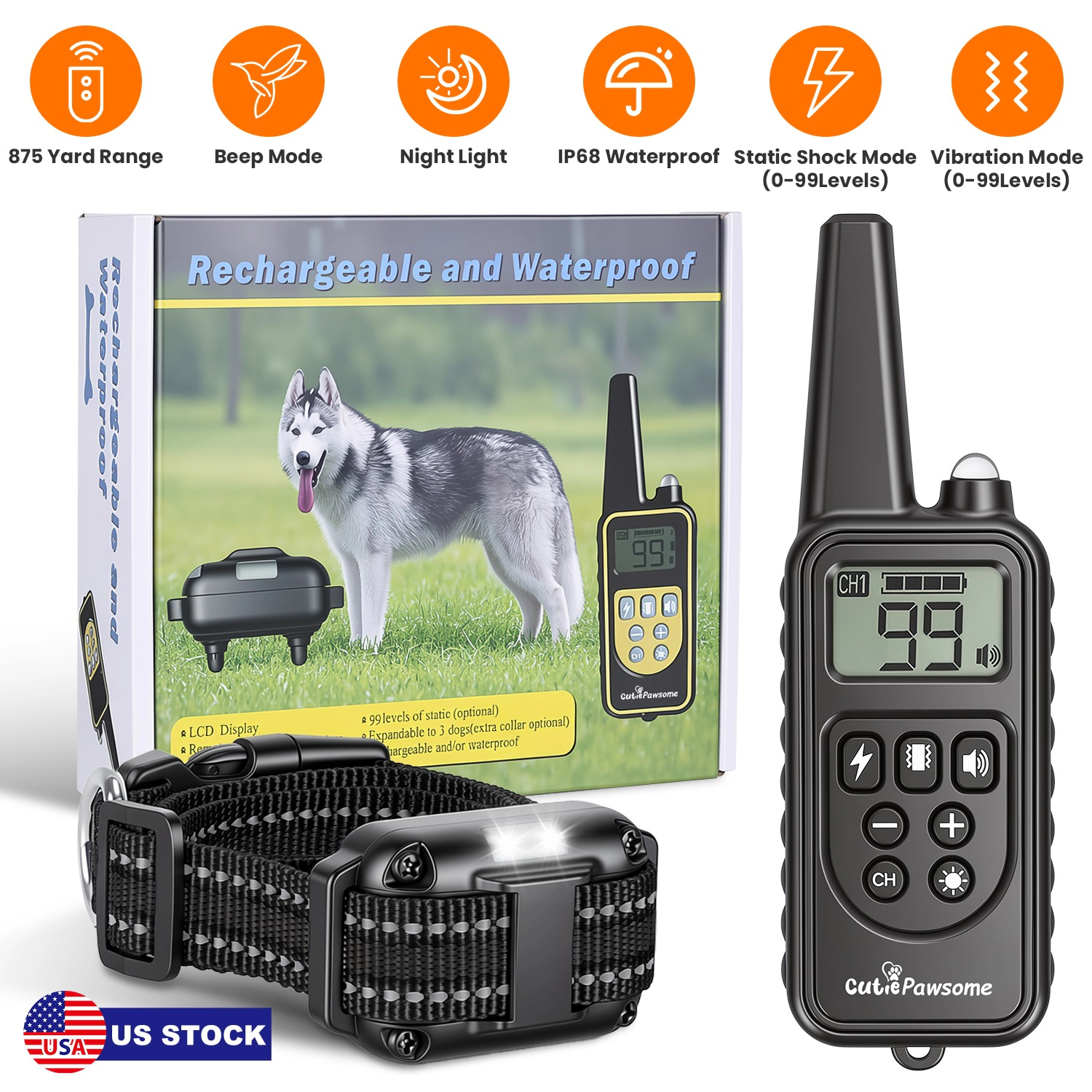 GBruno IP67 Waterproof Dog Training Collar Receiver