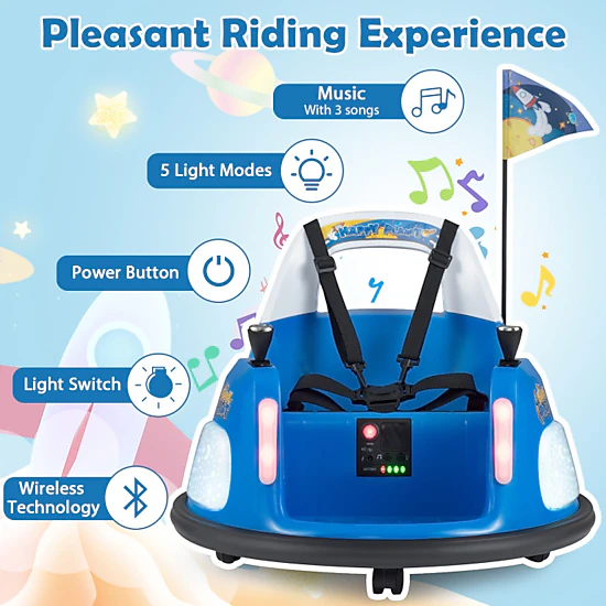 Hivvago 12V Kids Ride On Bumper Car With Remote Control And Flashing Lights