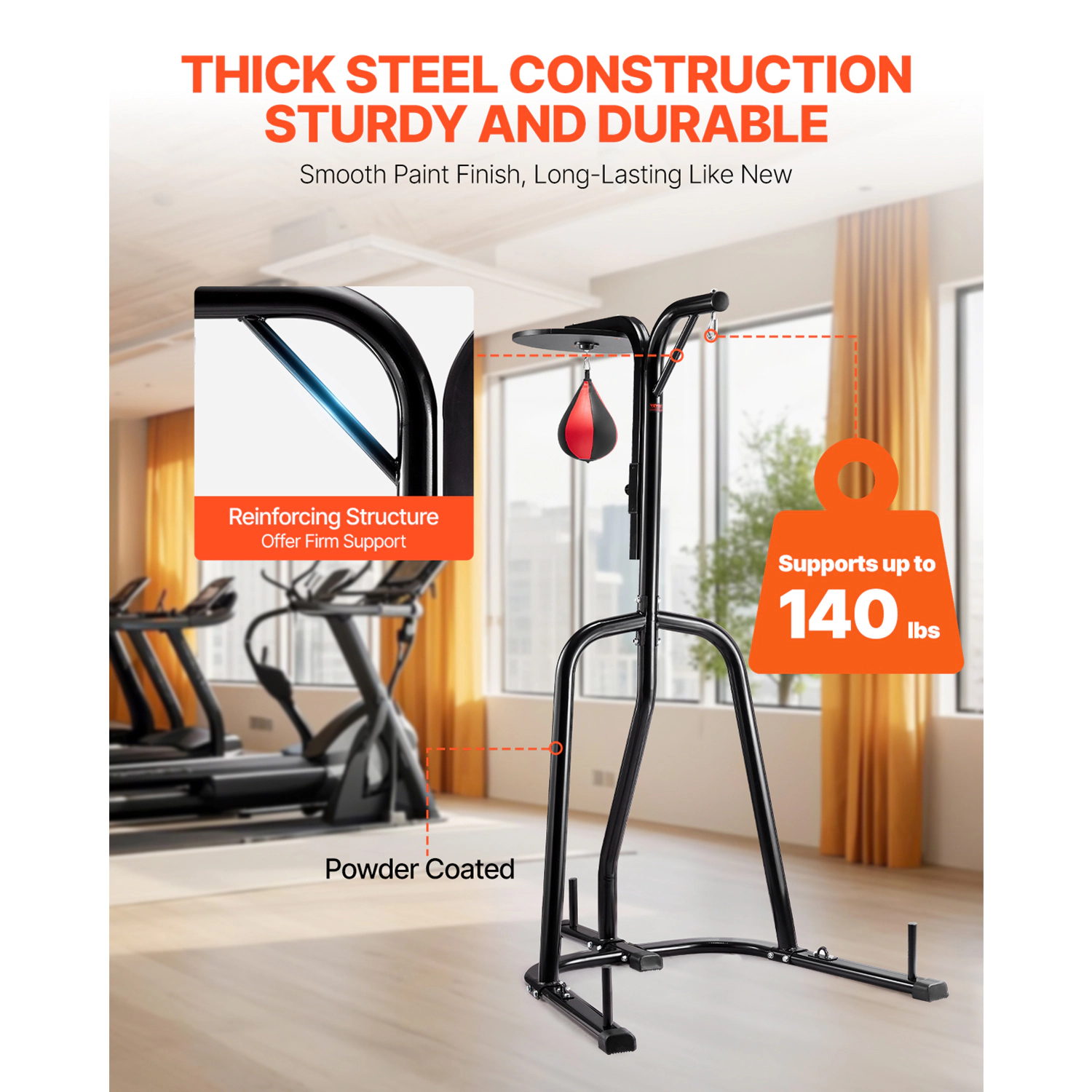 HONGGE Heavy Duty Steel Punching Bag Stand Freestanding Sandbag Rack Holds Up to 140 lbs for Home Gym