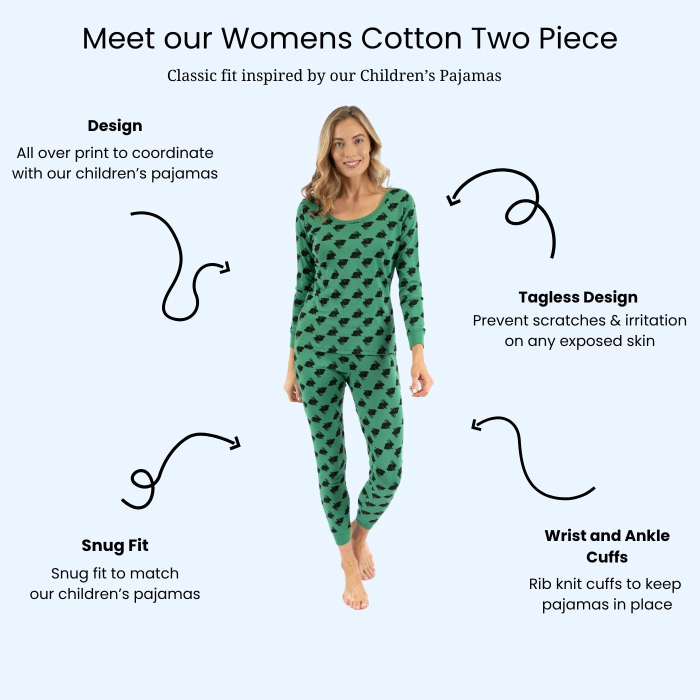 Leveret Women's 2-Piece Cotton Easter Pajamas