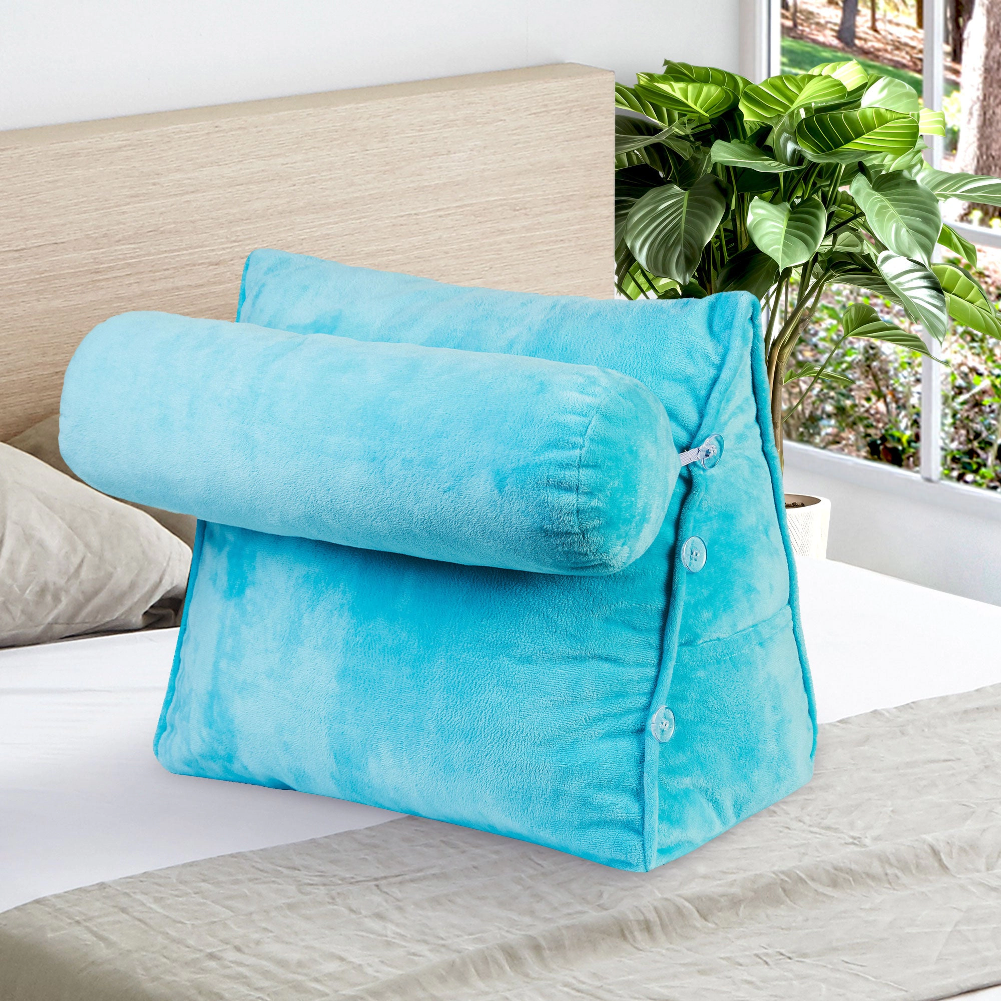 Cheer Collection Hollow Fiber Wedge Pillow with Detachable Bolster