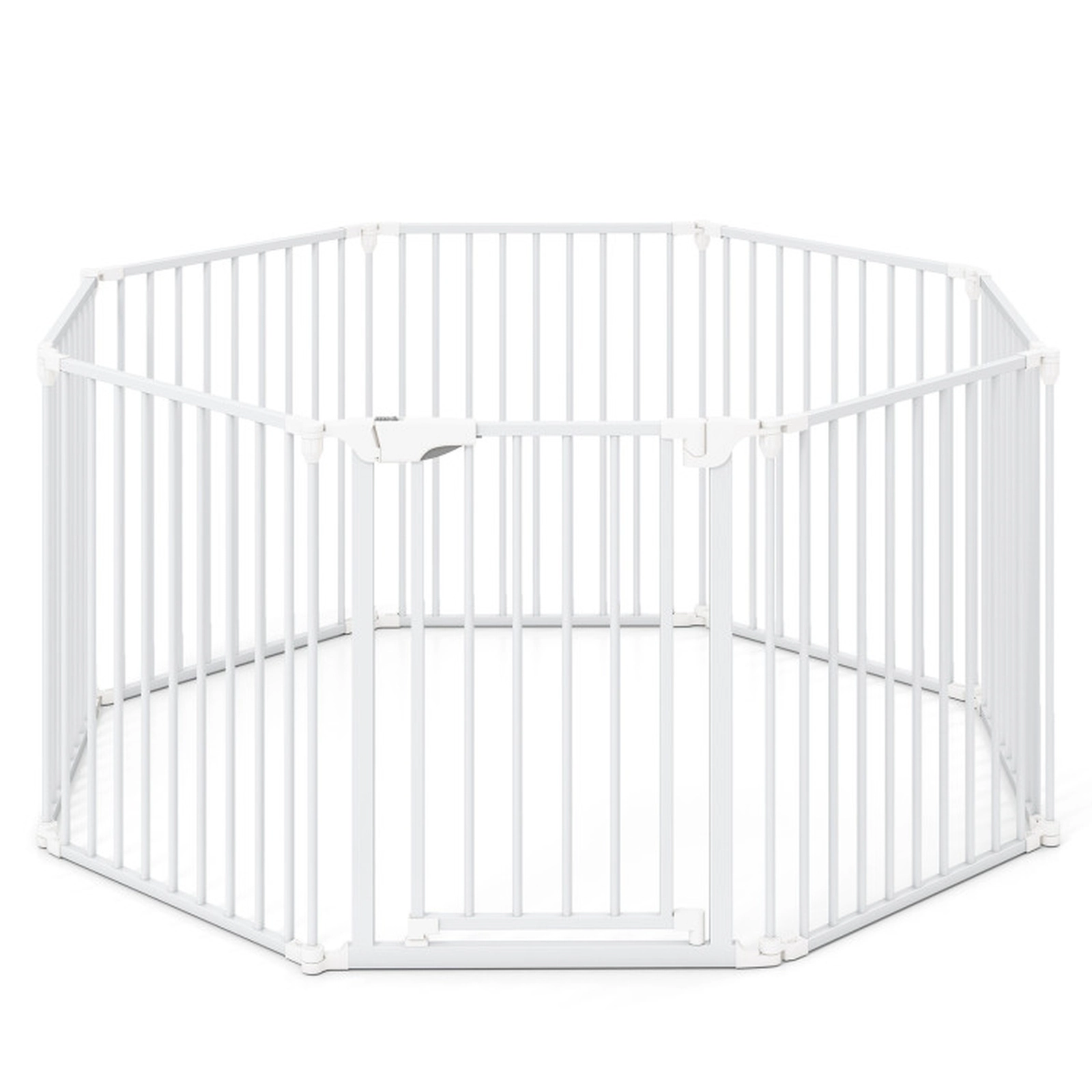 SUGIFT 8-Panel Extra Wide Adjustable Baby Gate and Pet Safety Fence 29.13-in Tall Ages 1-3 White/Black
