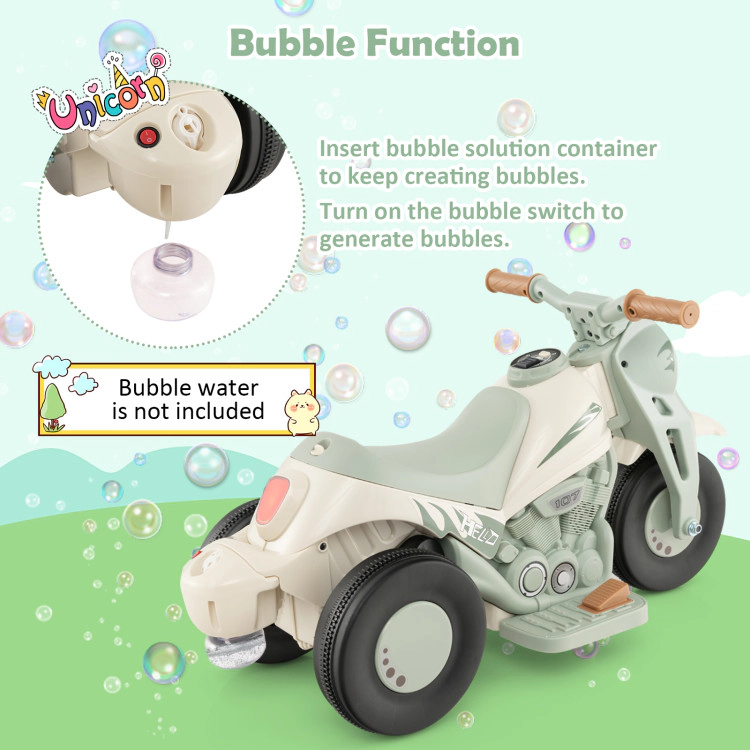Hivvago 6V Kids Electric Ride on Motorcycle with Bubble Maker and Music