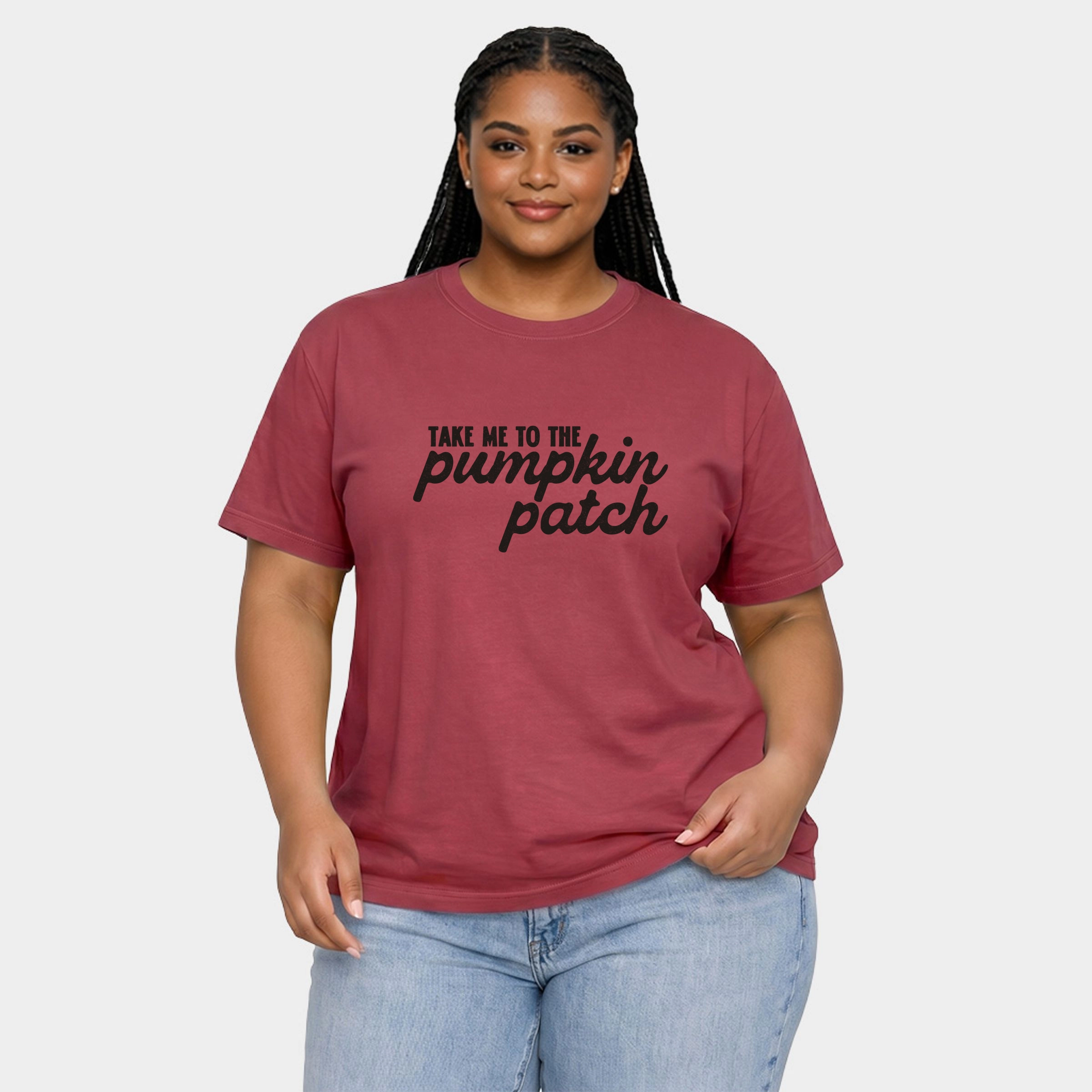 Simply Sage Market - Women's Plus Sized Garment Dyed Graphic T-Shirt Take me to the Pumpkin Patch Cursive