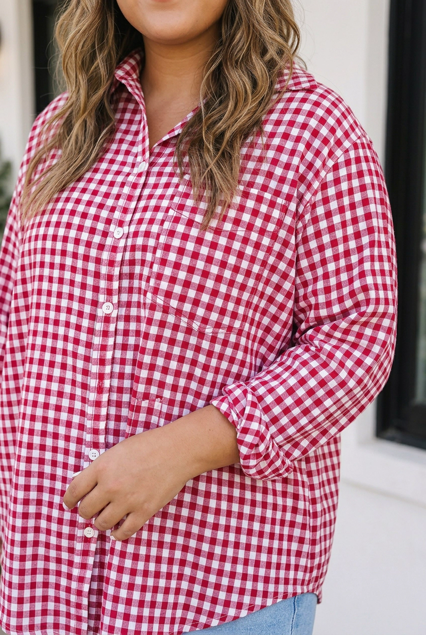Threaded Pear Rhea Loose Fit Shirt Long Sleeve PLUS Top