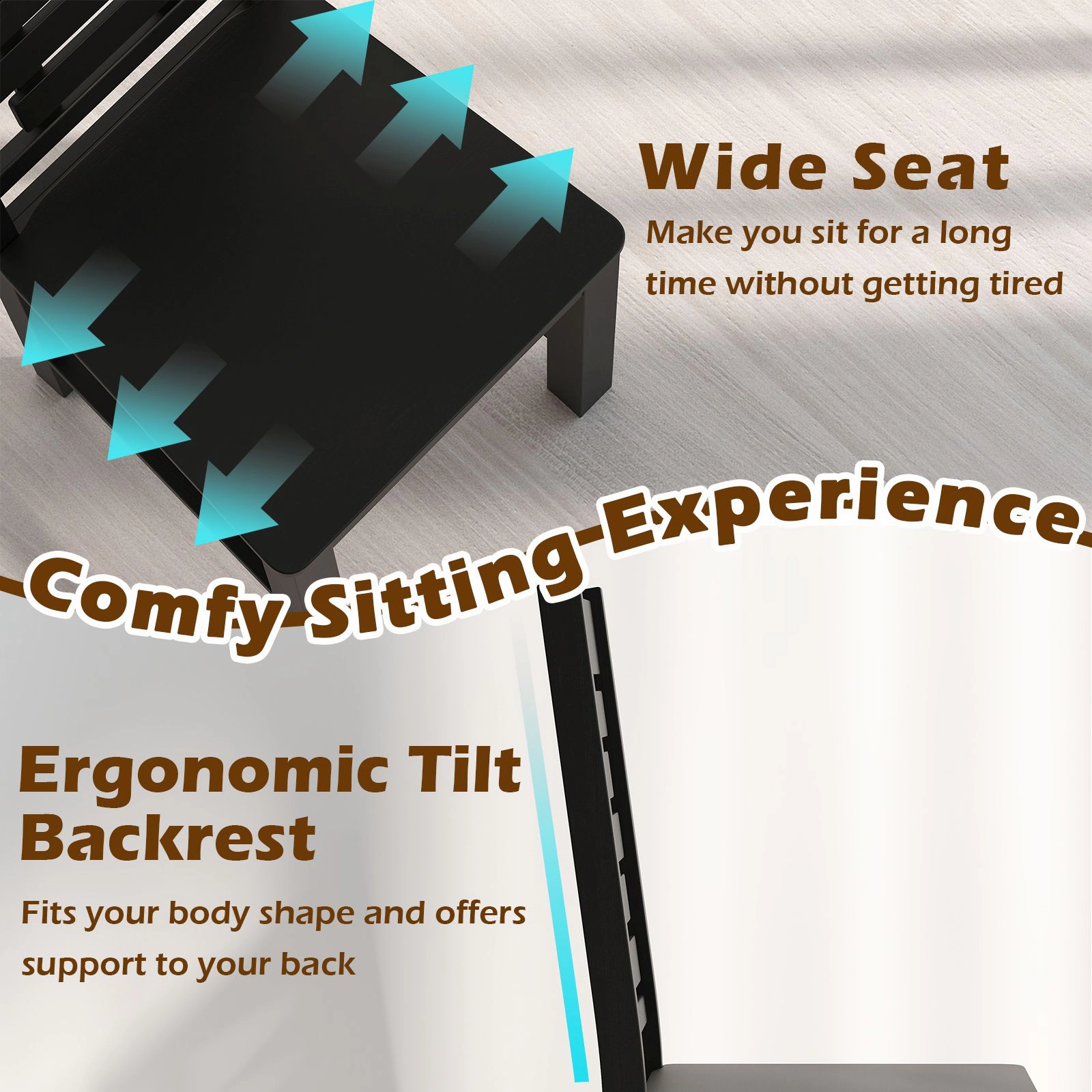 SlickBlue Unisex Set of 2 Rubber Wood Kitchen Chairs with High Back