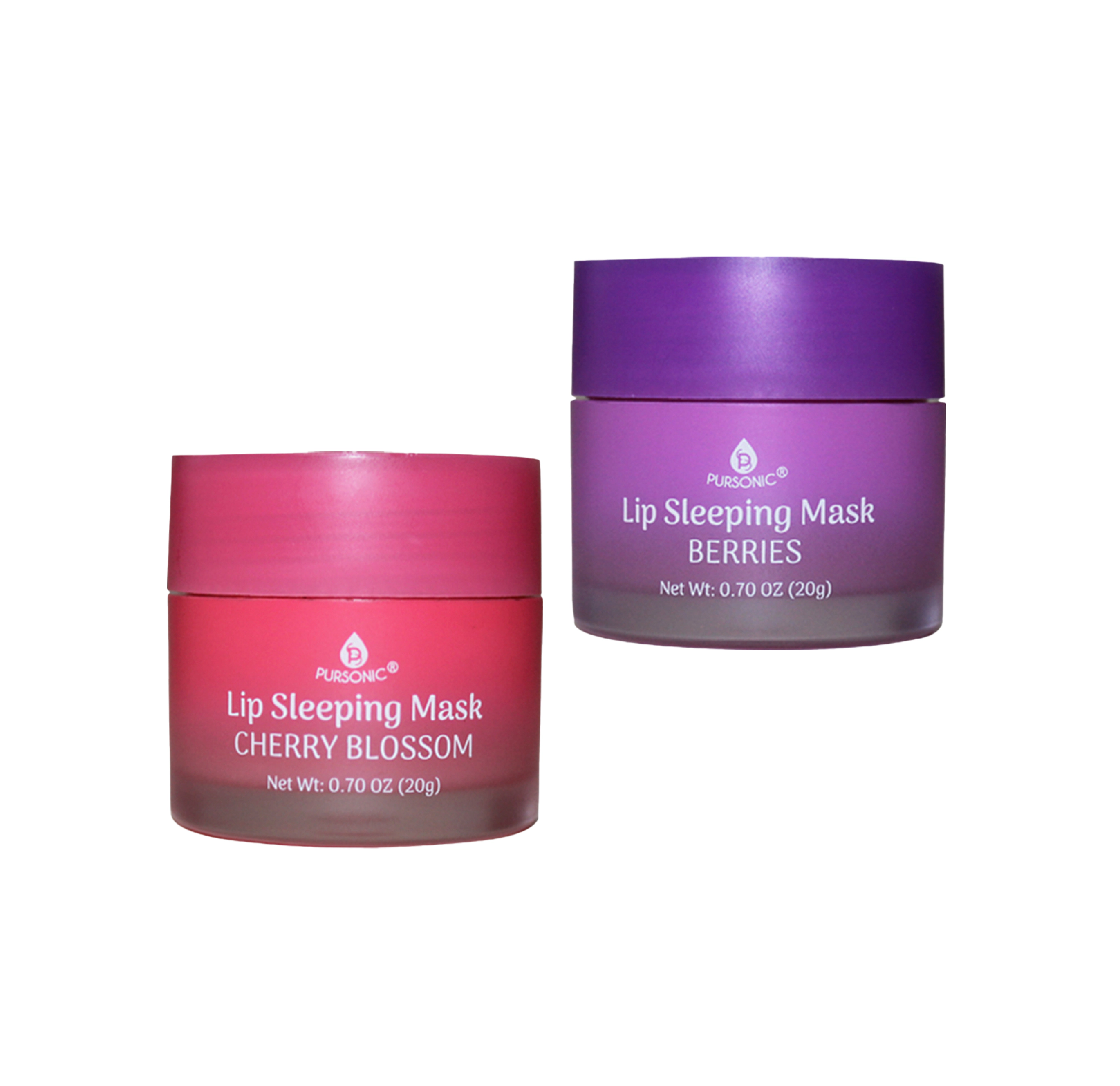 Pursonic Women's Hydrating Overnight Lip Care Mask with Nourishing Moisturizing Formula, Cherry Blossom & Berries Lip Sleeping Mask 2-Pack