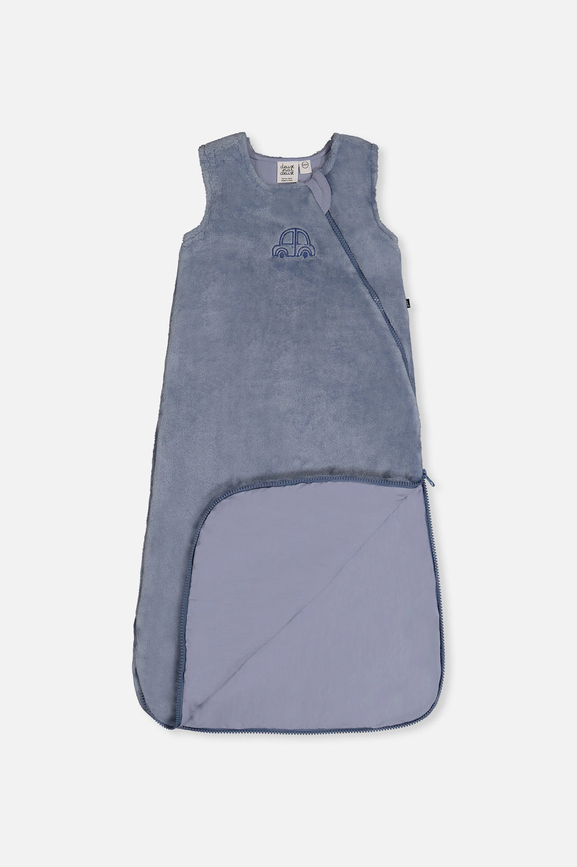 Deux par Boys Plush Zip Sleep Sack with Car Embroidery