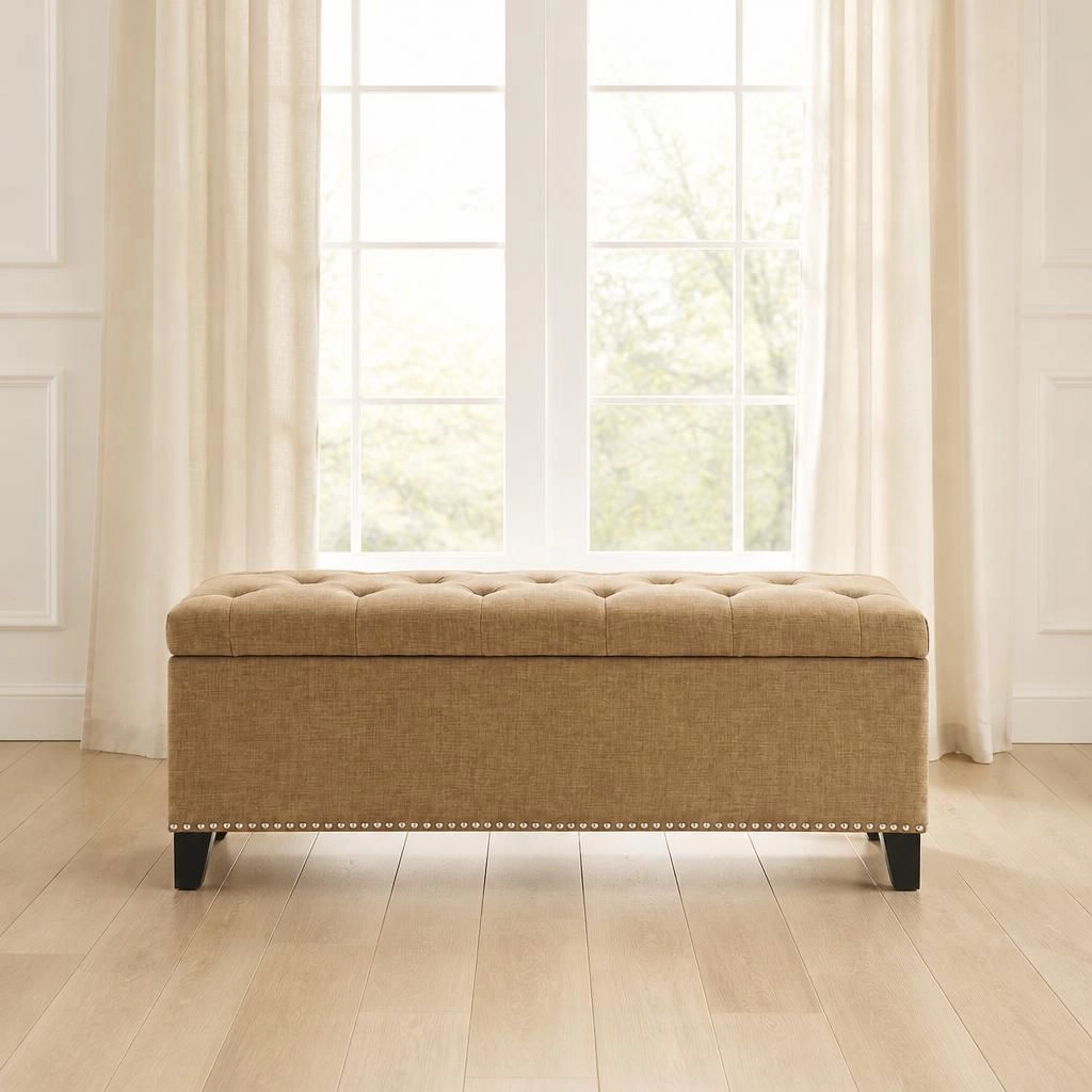 GOODSILO Long Rectangular Upholstered Ottoman Extra Seating