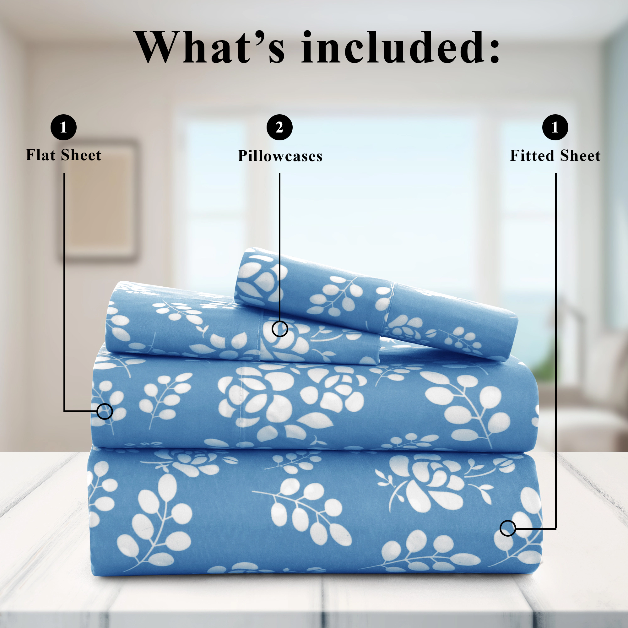 Lux Decor Collection Floral Sheet Set Ultra Soft Deep Pocket Printed Bed Sheets