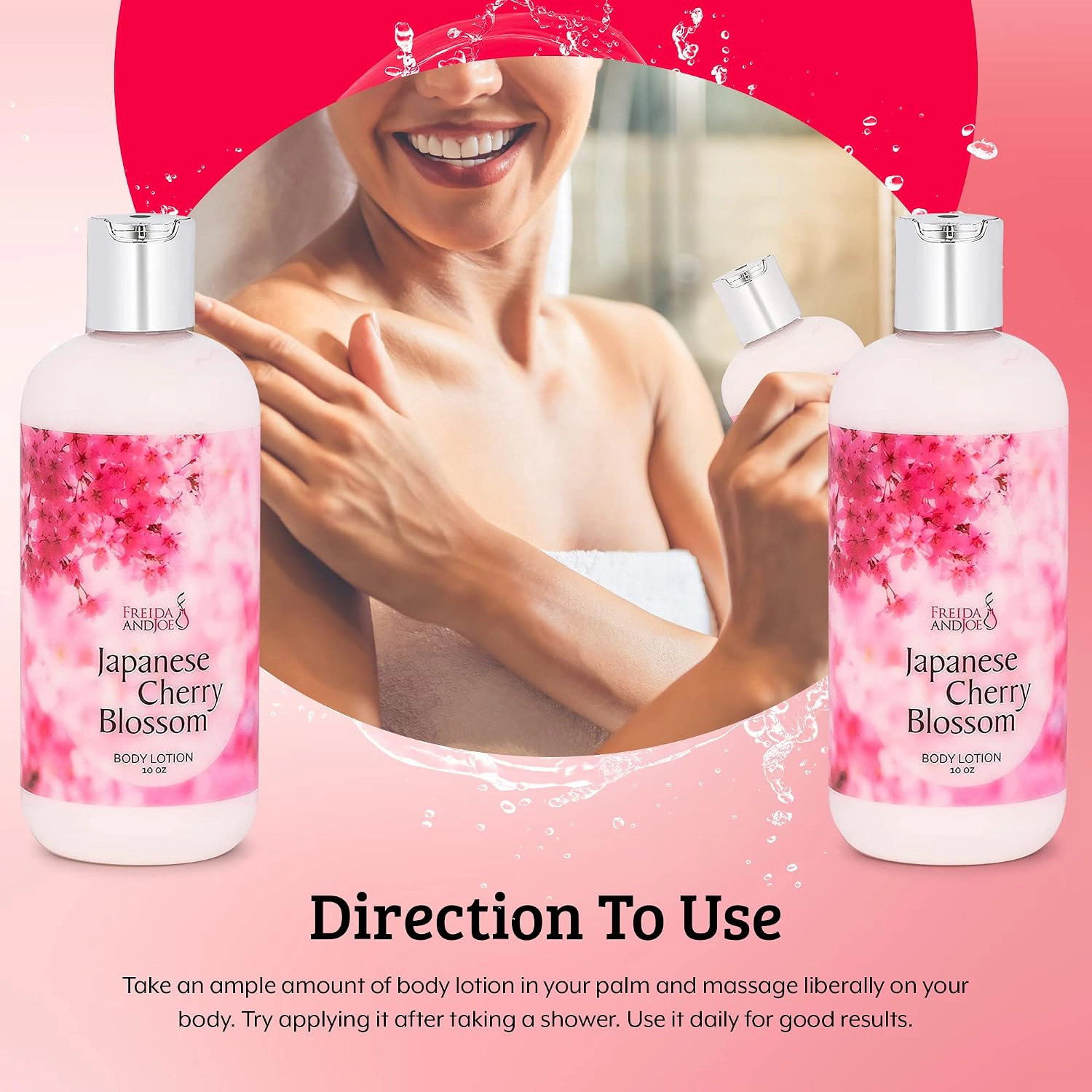 Freida and Joe Womens Fragrance Deep Moisturizing Cherry Blossom Body Lotion in 10oz Bottle