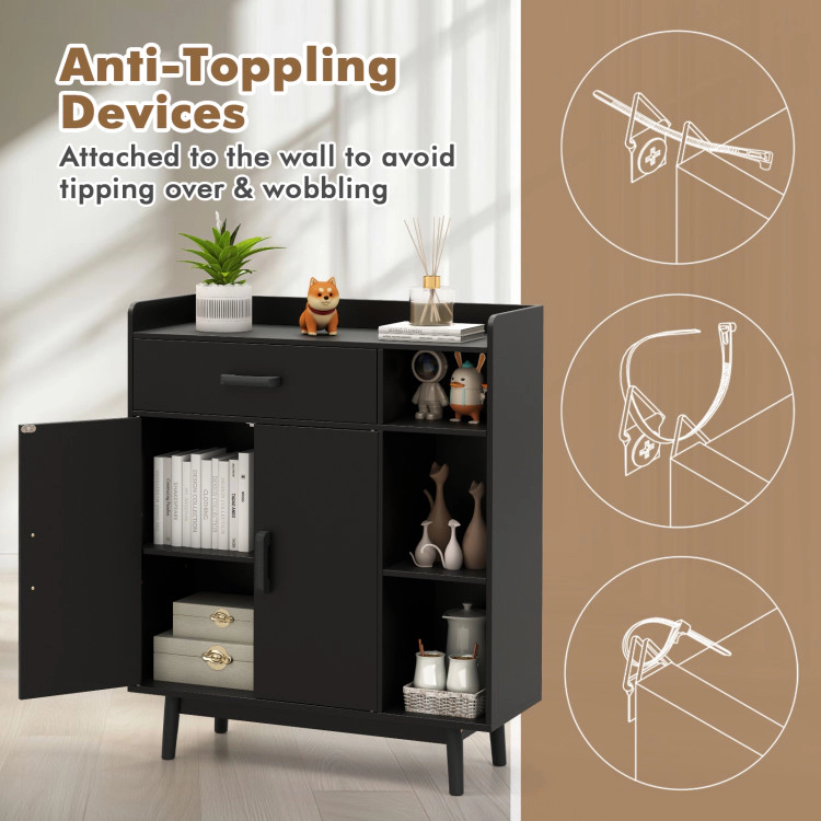 Hivvago Floor Storage Cabinet Free Standing Cupboard Chest With 1 Drawer