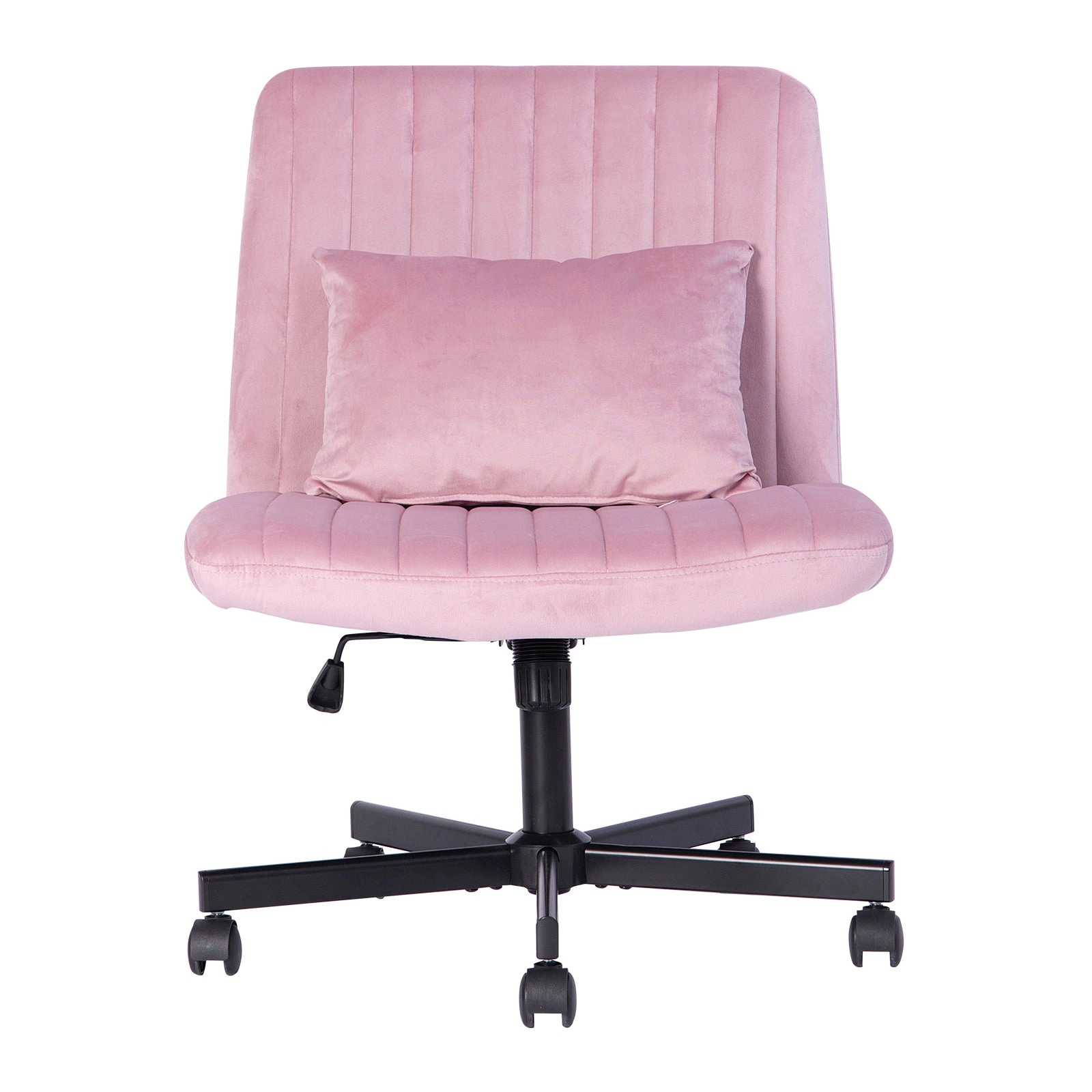 Platinum-Level Office Chairs Light Pink Velvet Swivel Office Chair with Cushioned Comfort
