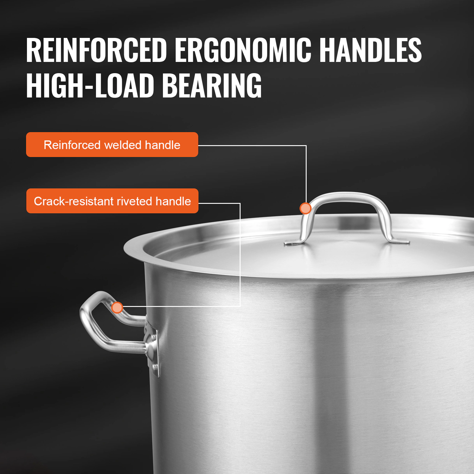 HONGGE 42 Quart 18/8 Stainless Steel Stock Pot with Lid, Induction-Compatible Cookware for Big Batch Cooking