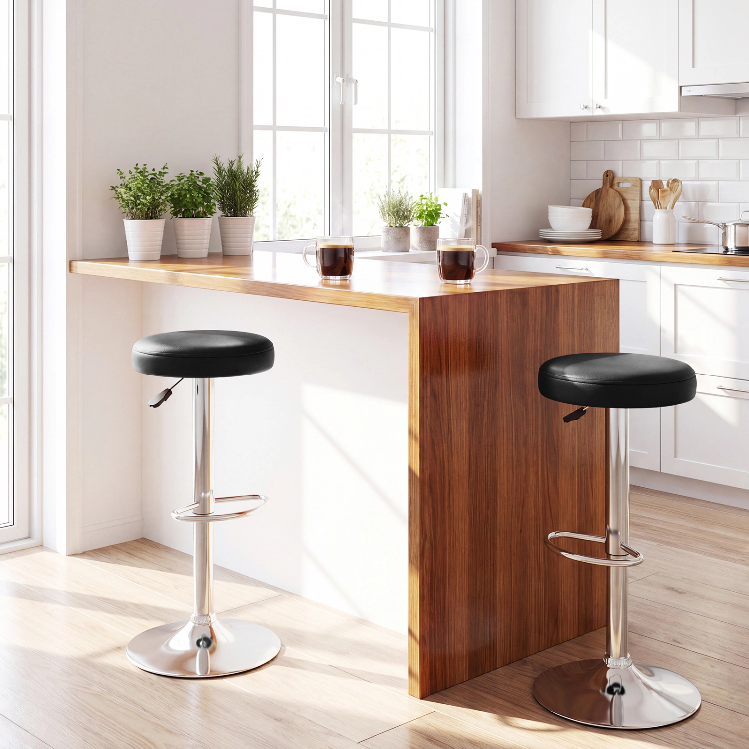 LJG Height-adjustable Bar Stool with 360° Swivel for Kitchen & Dining