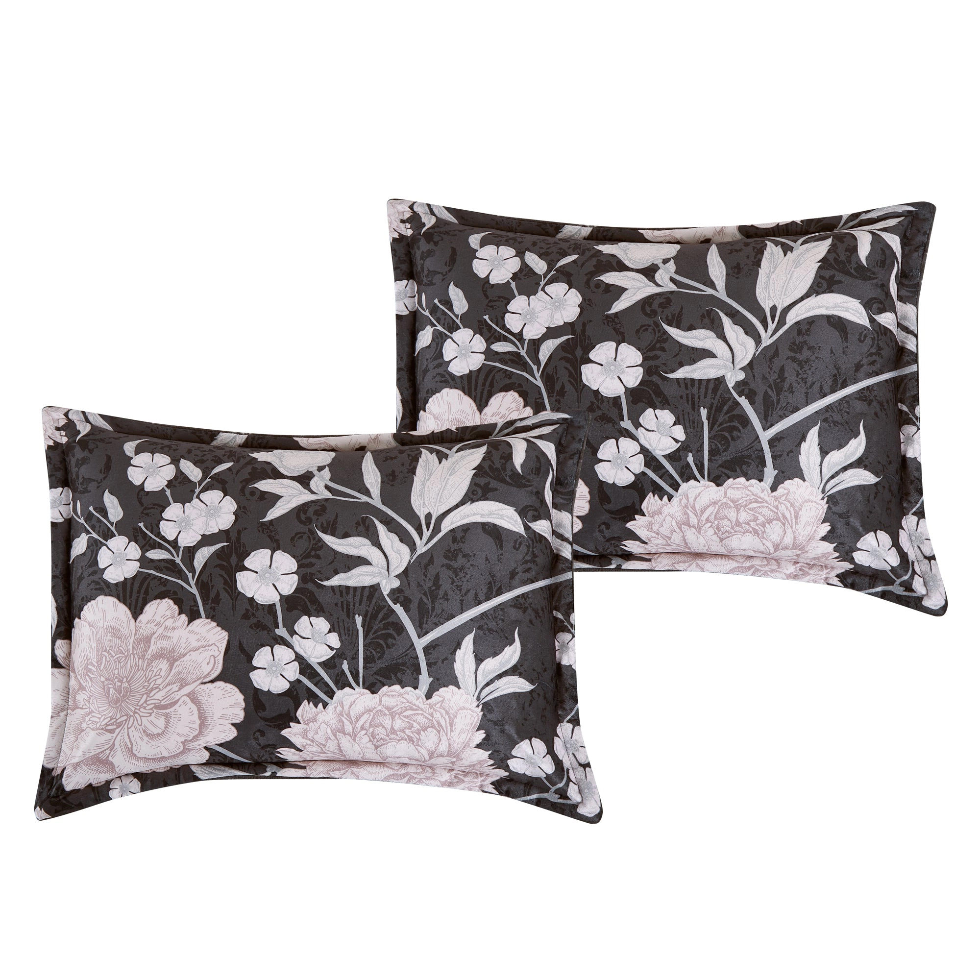 MarCielo Blush Floral 5-Piece Velvet Comforter Set with Sherpa Backing