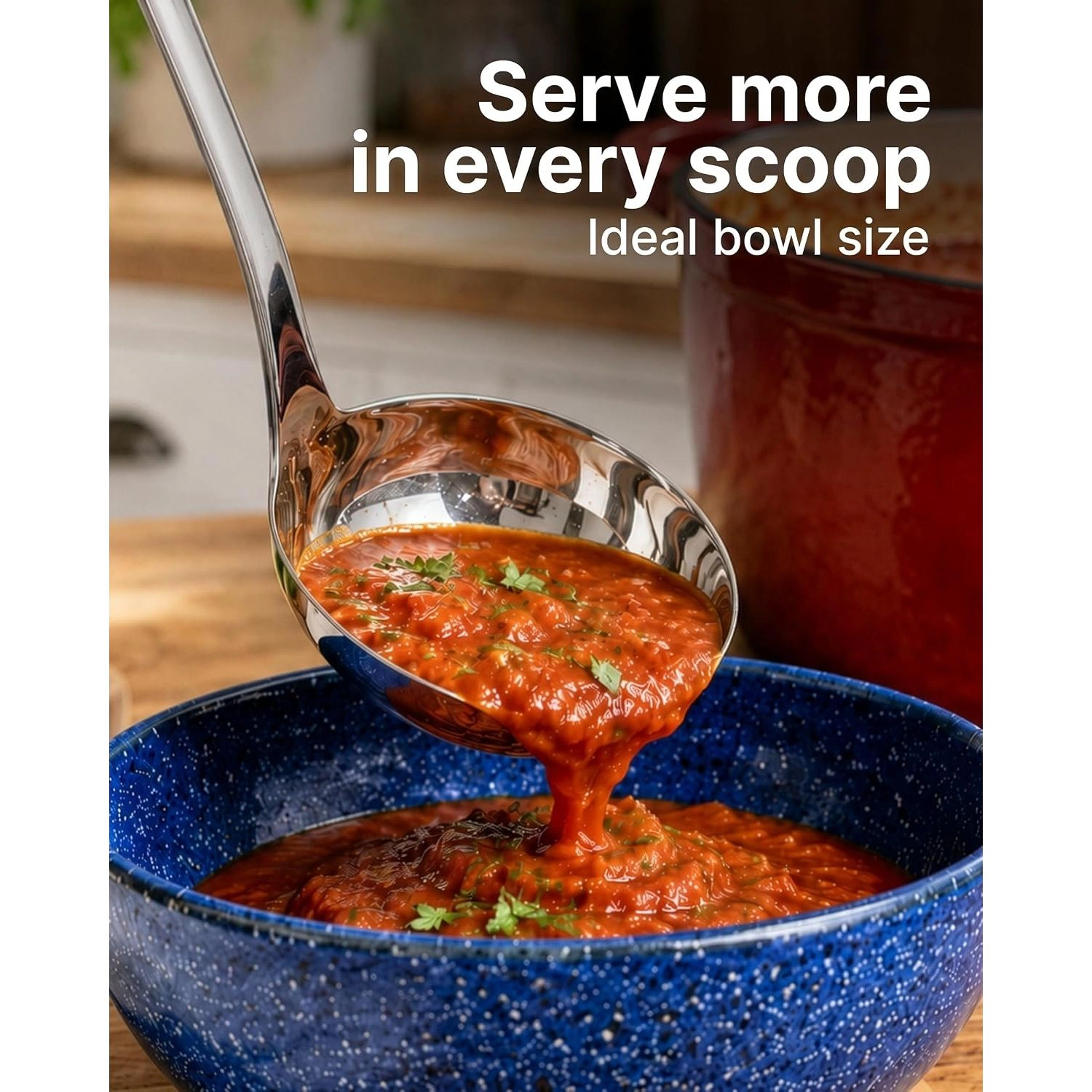 Zulay Kitchen Stainless Steel Soup Ladle - 13” Large Ladle for Soups, Stews & Sauces