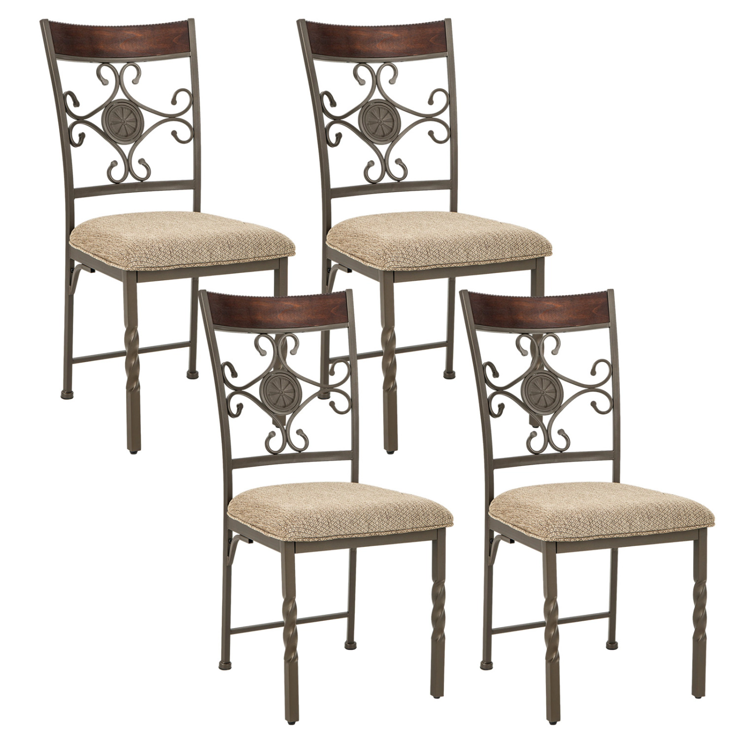 LJG Dining Room Chairs Armless Kitchen Chairs Set with Seat Cushion