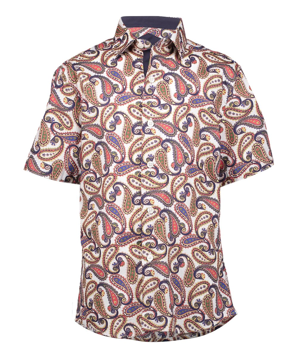 Elie Balleh Boys Slim Fit Royal Paisley Button-Down Shirt