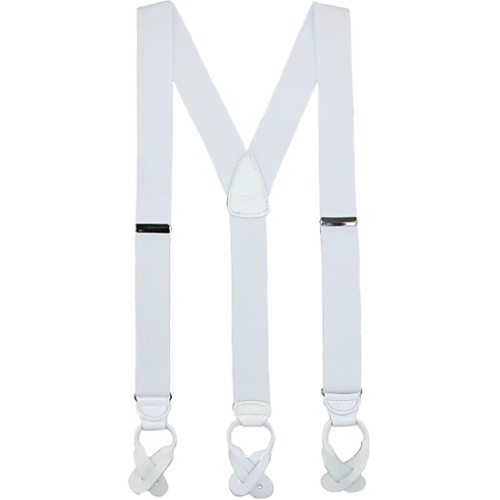 CTM® Men's Big & Tall Elastic Button End Dress Suspenders w Silver Hardware