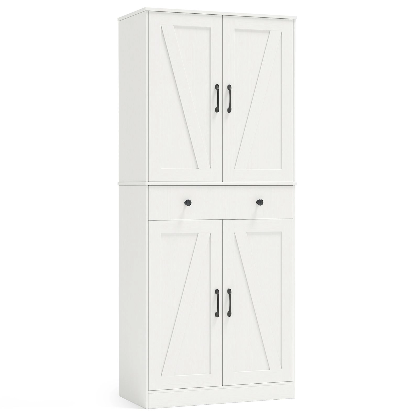 SlickBlue 72 Inch Kitchen Pantry Storage Cabinet with Barn Doors White