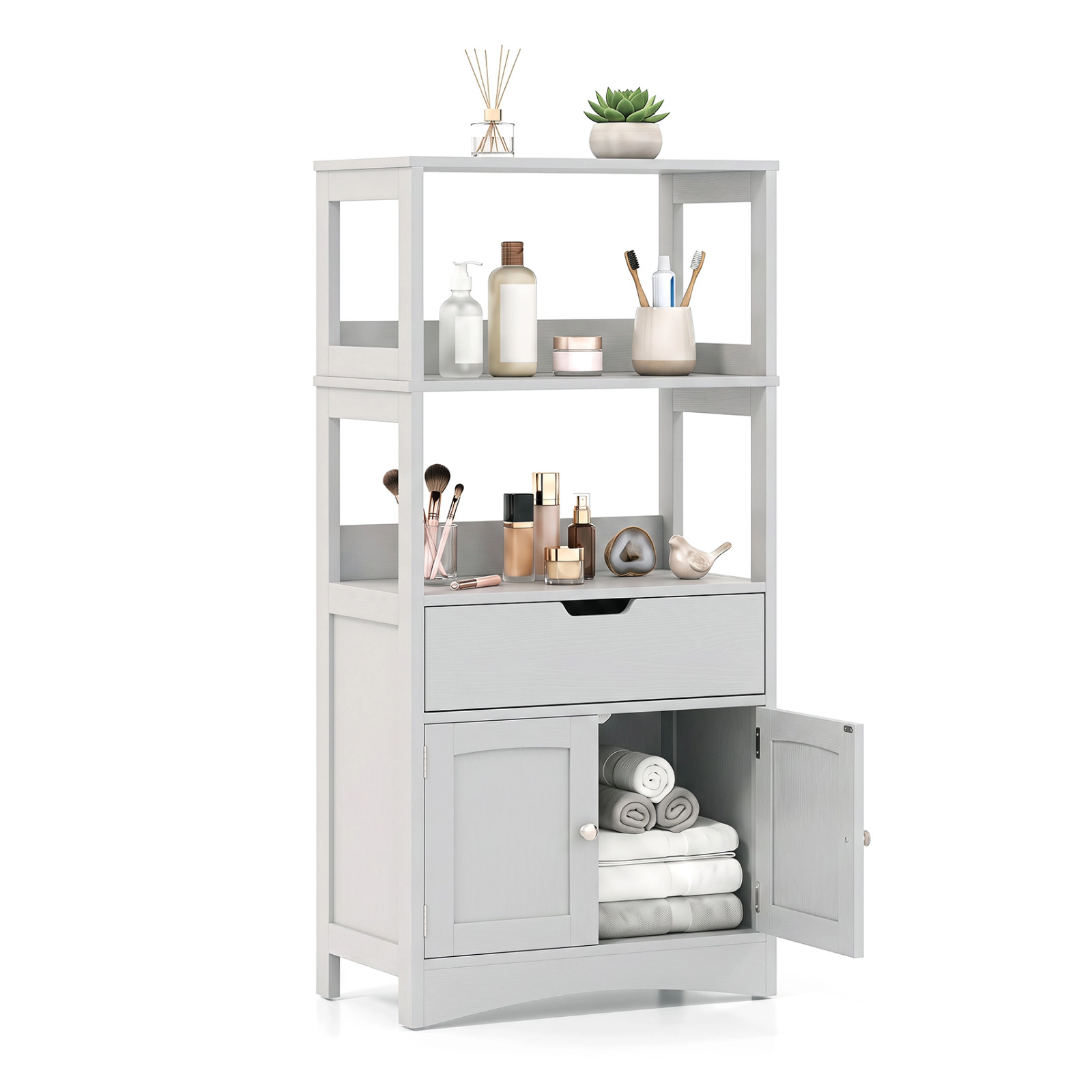 Glintex 48-Inch Bathroom Cabinet with Anti-Fall Baffles Drawer and 2 Doors