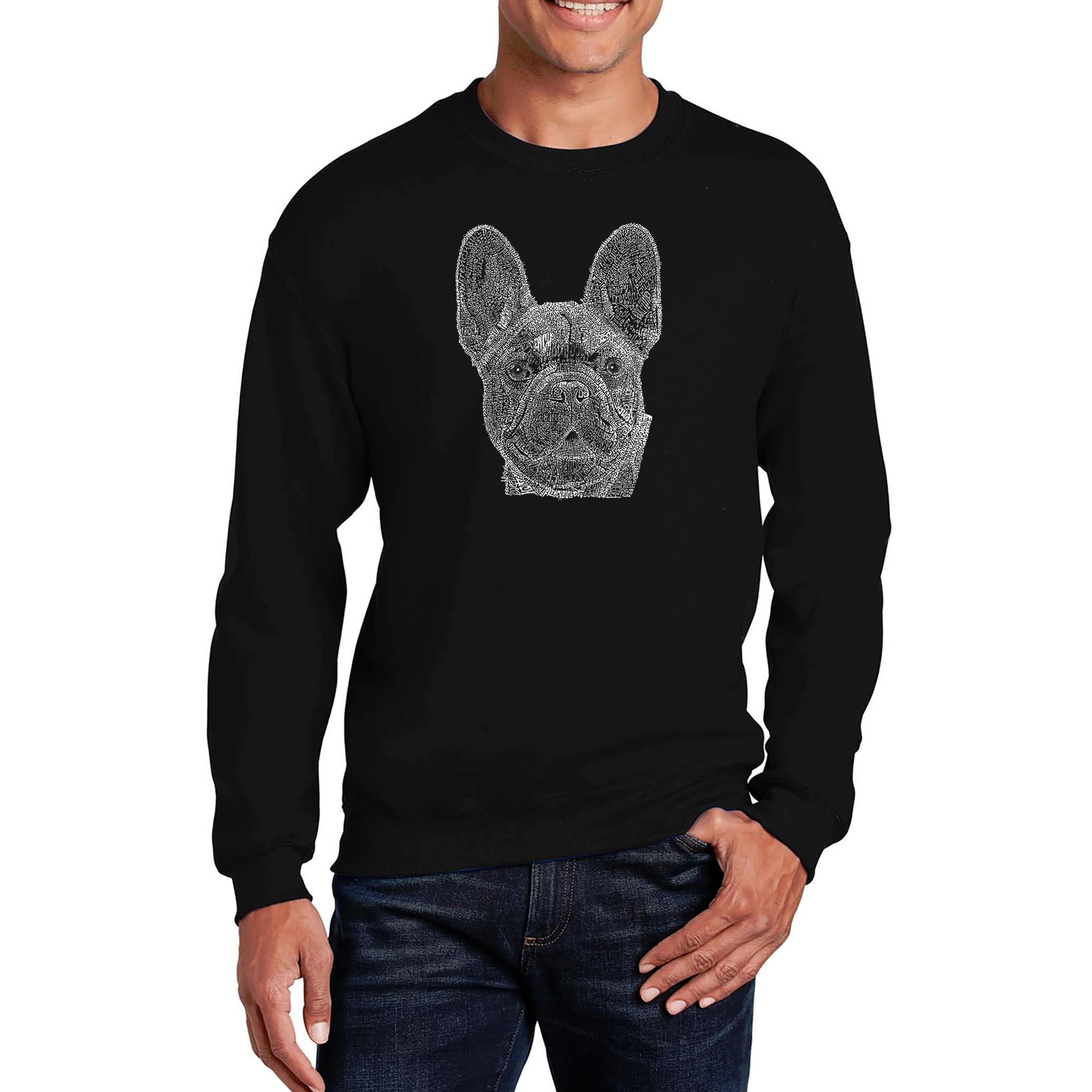 LA Pop Art French Bulldog - Mens Word Crew Sweatshirt