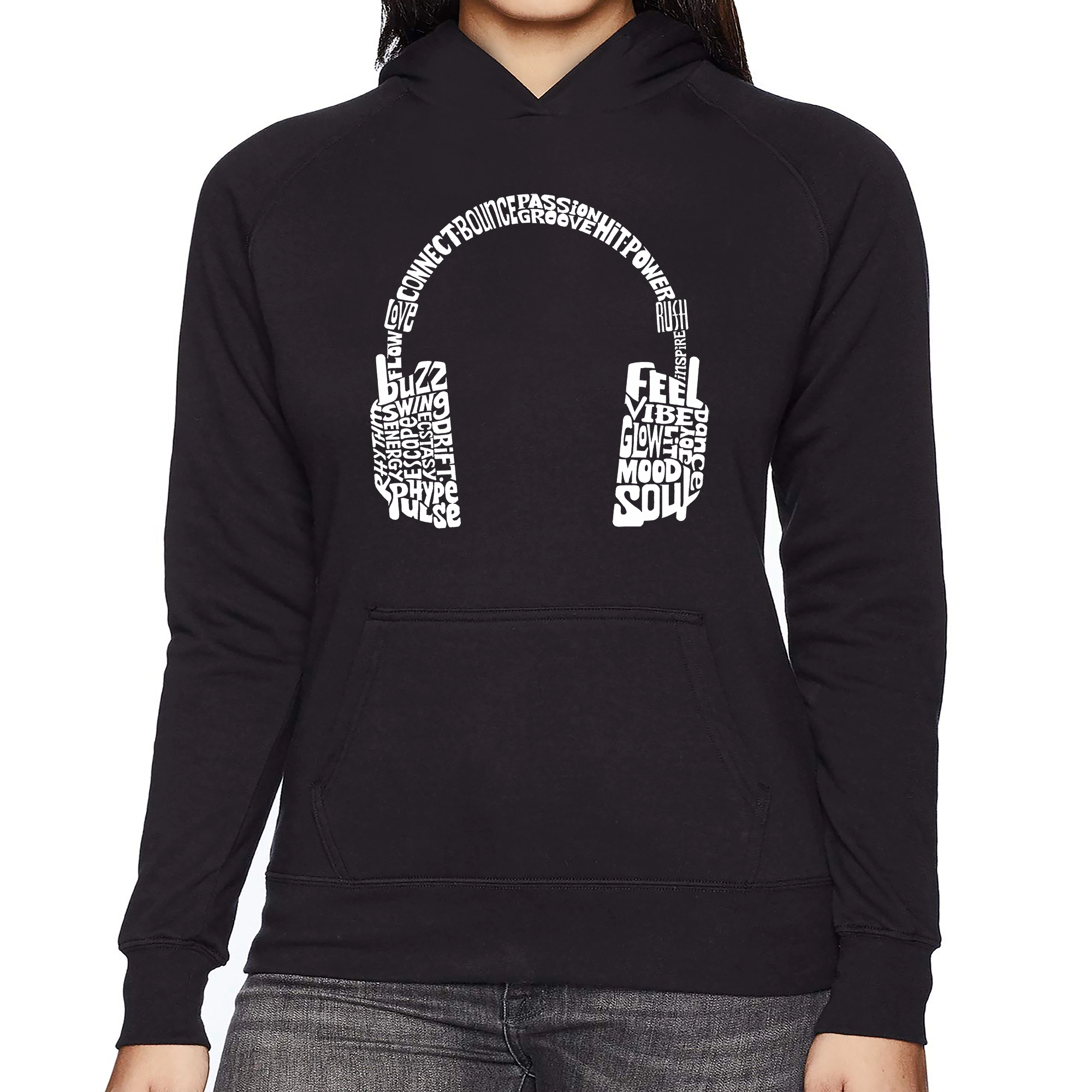 LA Pop Art Mood Headphones  - Women's Word Hooded Sweatshirt