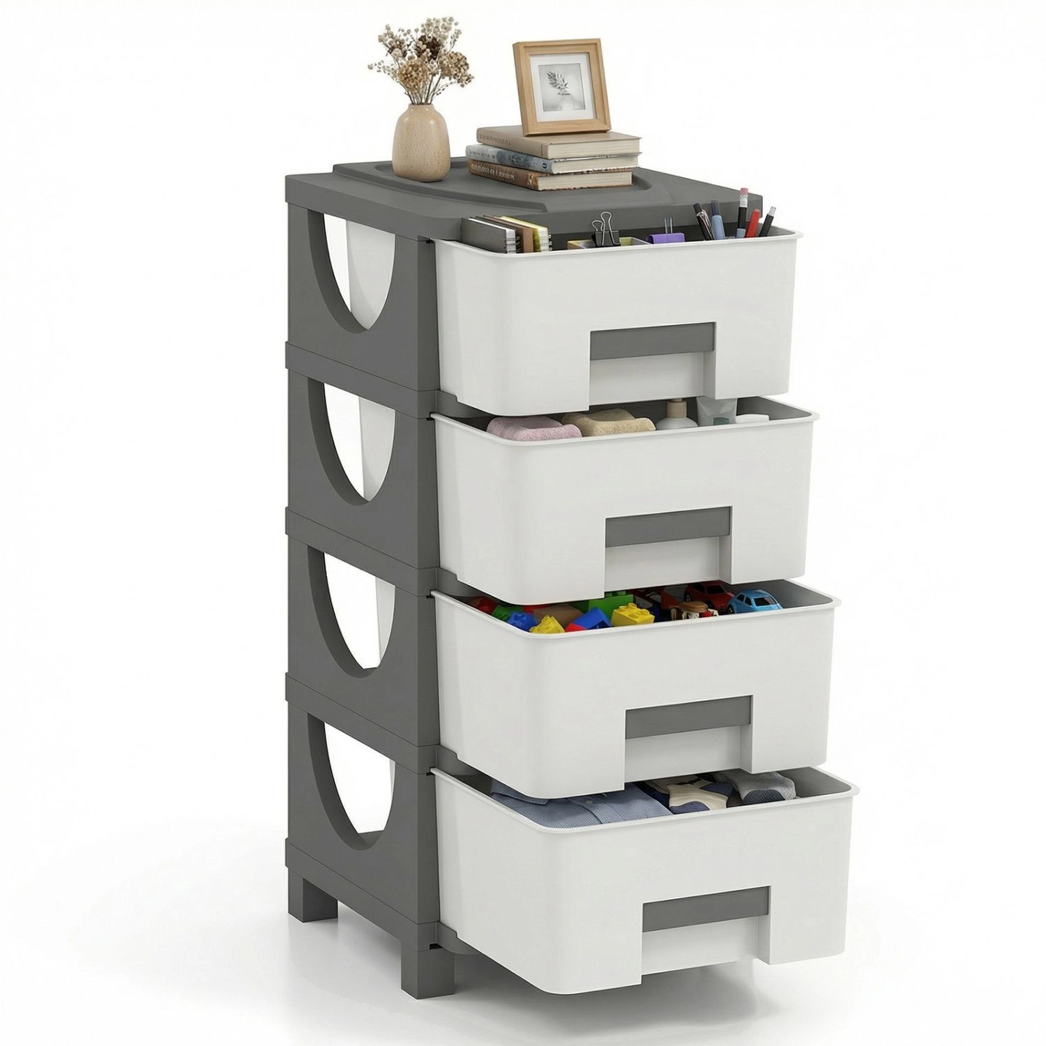 SlickBlue 4 Drawer Plastic Organizer Cabinet for Bedroom Bathroom