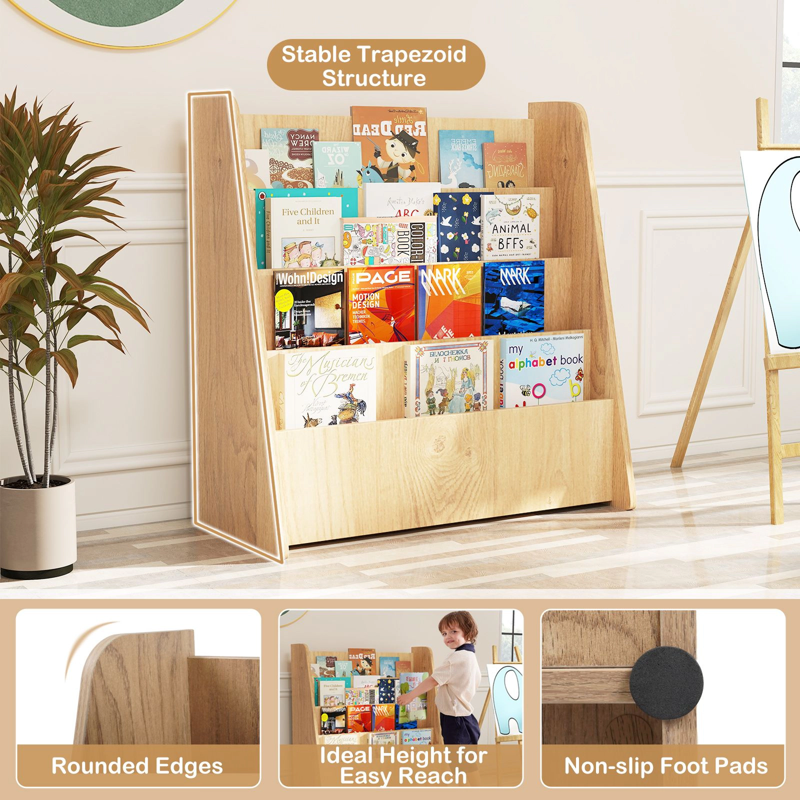 SlickBlue Kids Book Display Rack with Open Shelves for Easy Organization