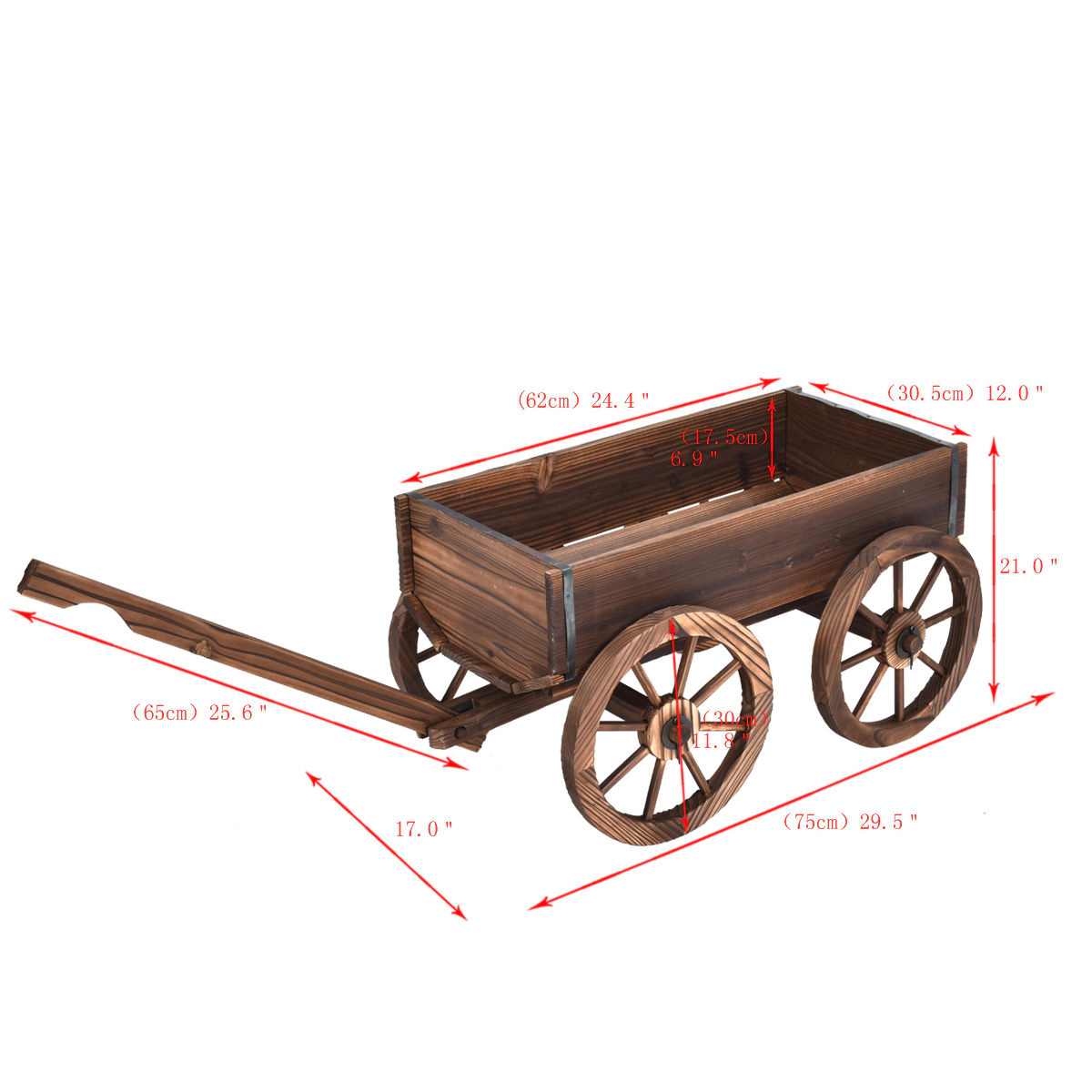 Slickblue Wooden Wagon Planter Box with Wheels Decorative Flower Pot Stand