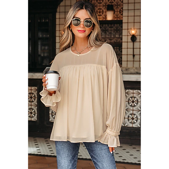 Threaded Pear Women's Mayaevi Sleeve Chiffon Blouse Long Sleeve
