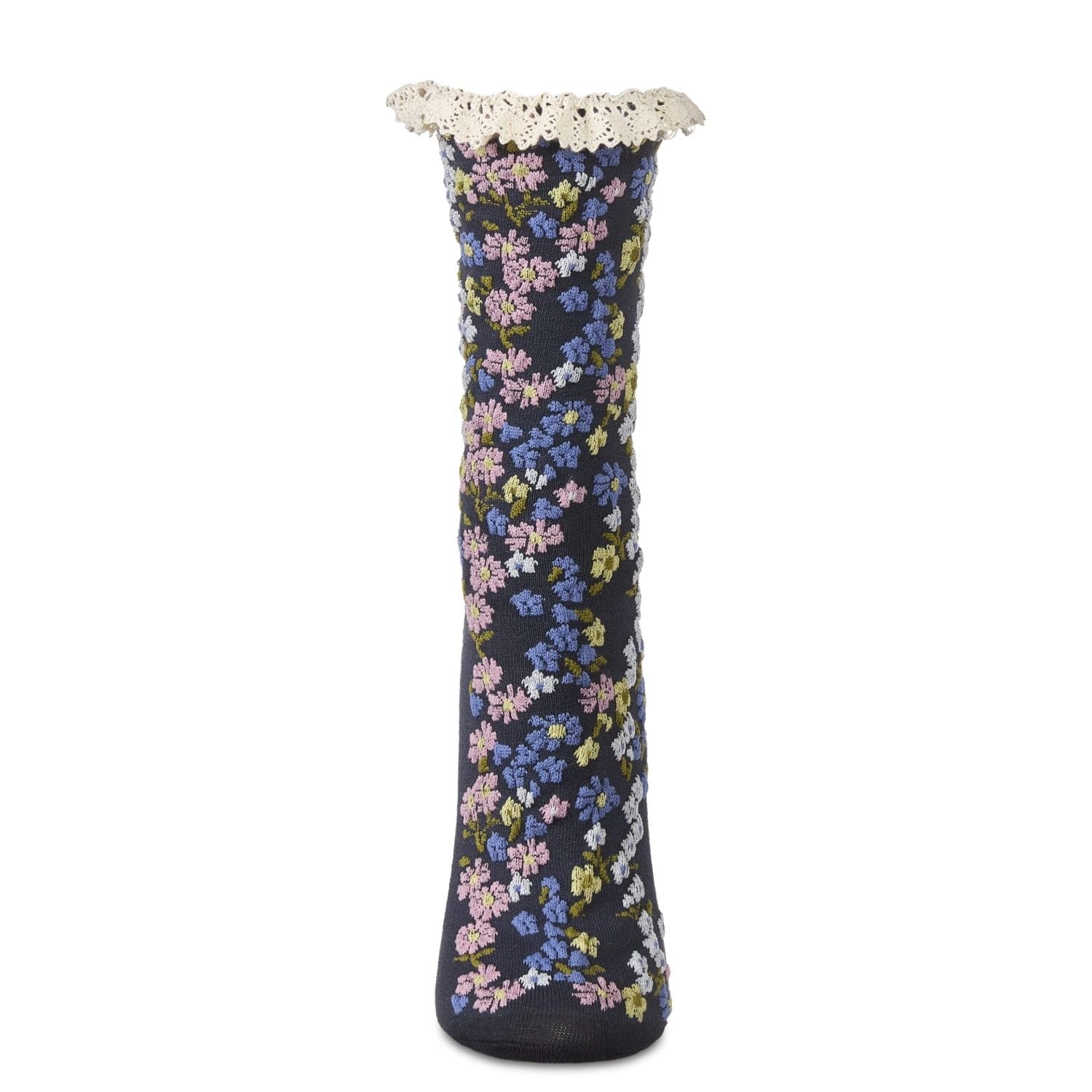 MeMoi Women's Liberty Floral Lace Cuff Crew Socks