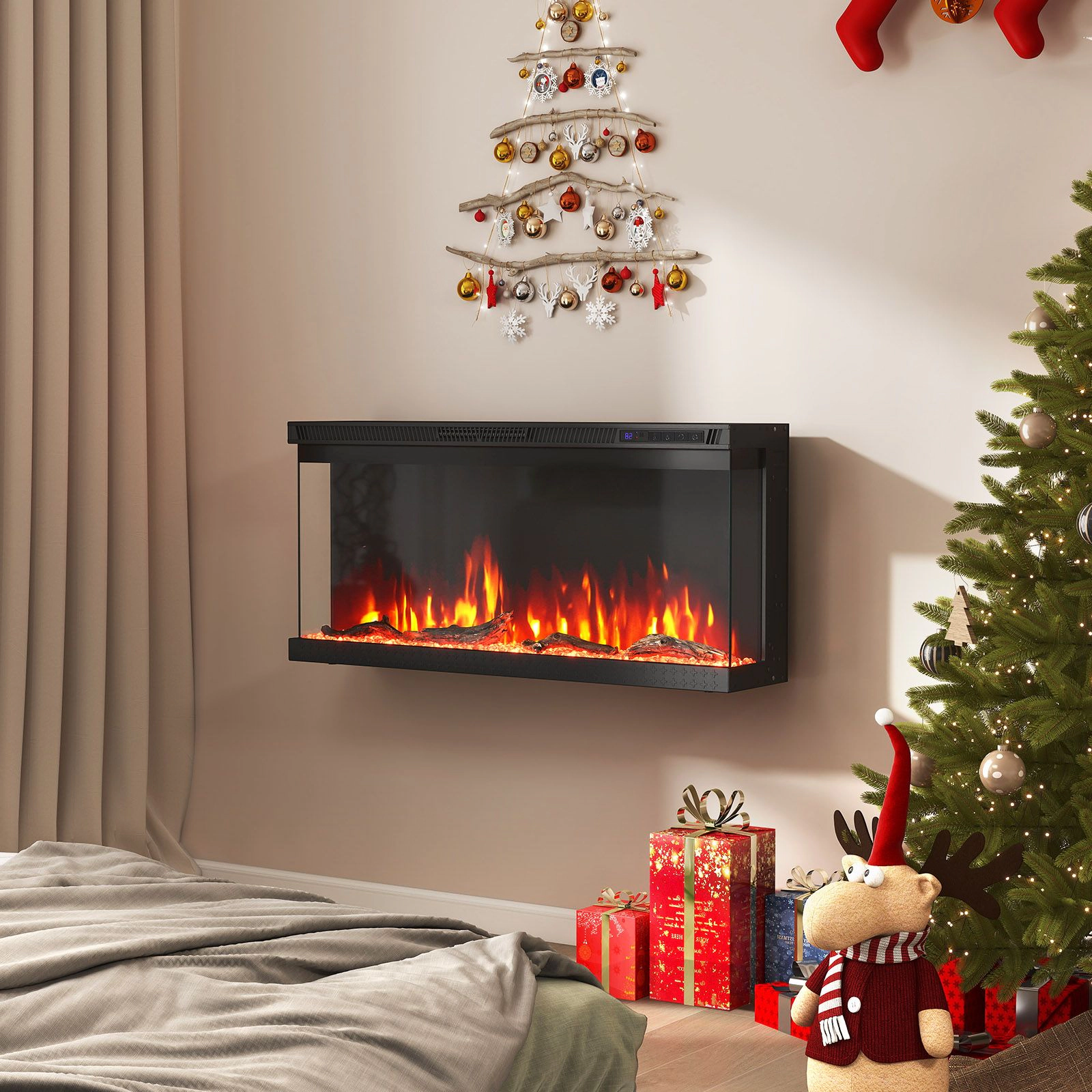 SlickBlue 36 Inch Electric Fireplace Insert with Remote Control and 12 Flame Colors