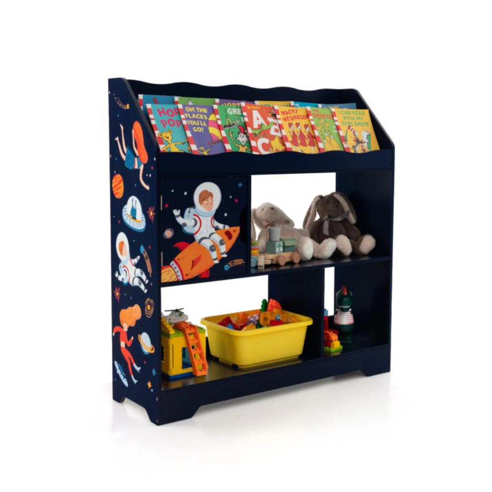 Hivvago Kids Toy Storage Organizer with Book Shelf and Cabinet